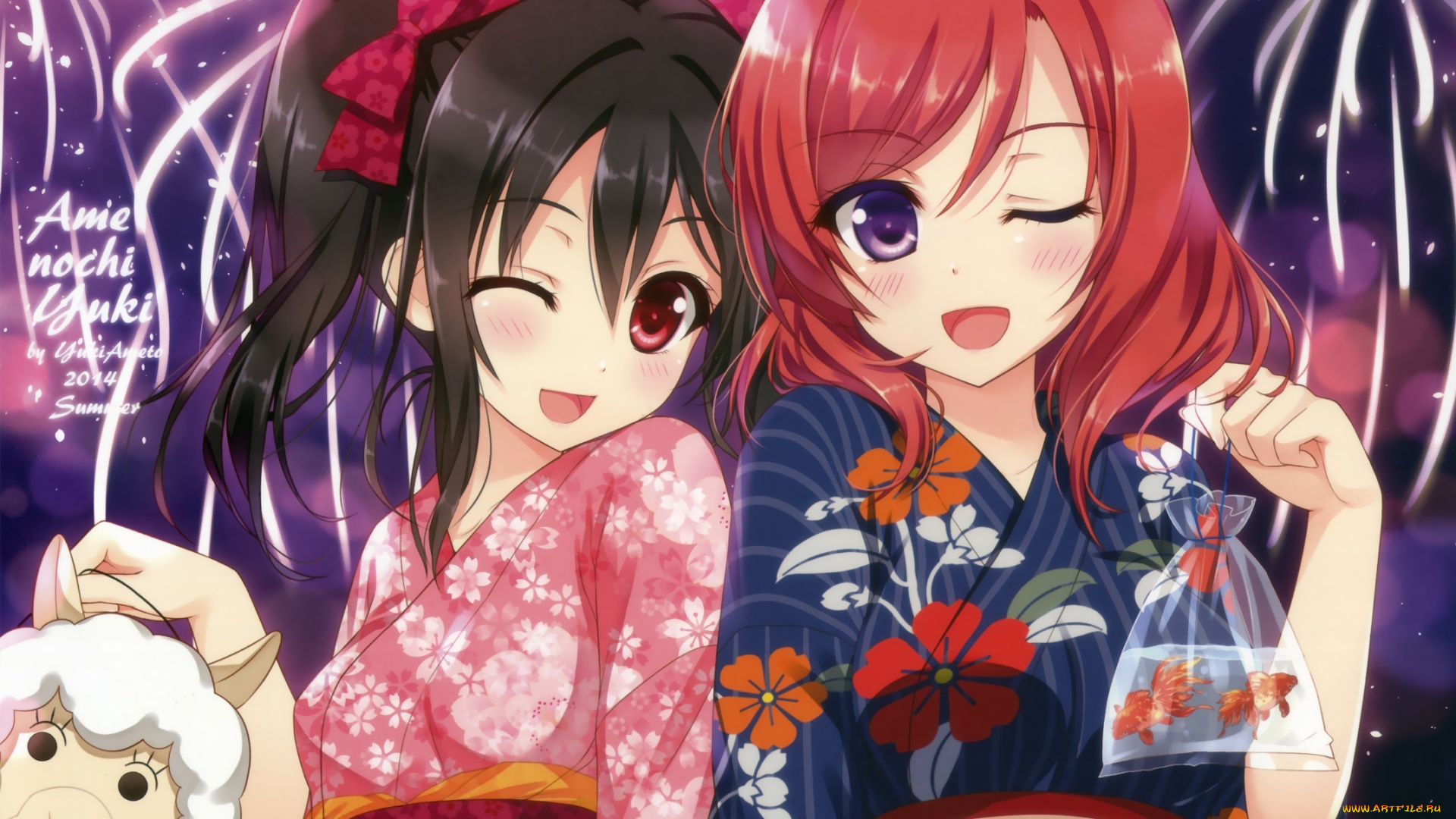 аниме, love, live, , school, idol, project, фон, взгляд, девушки