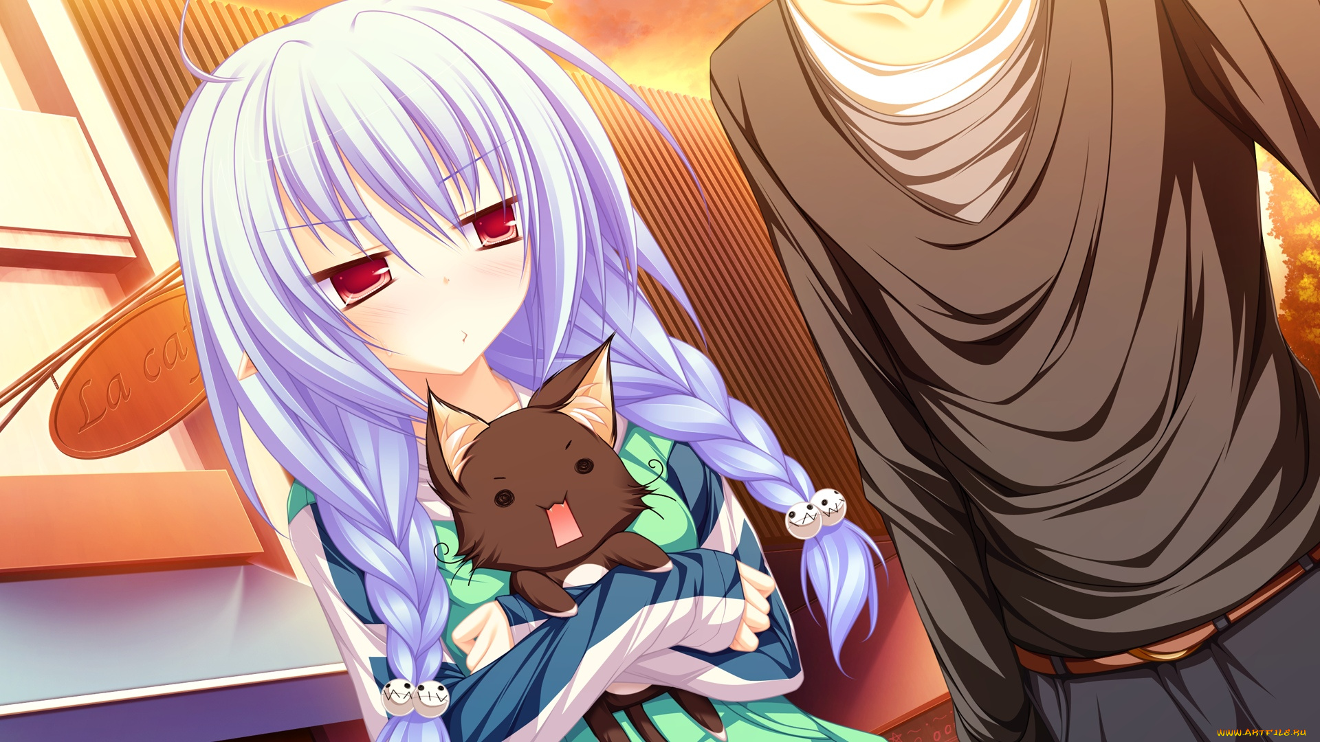 аниме, lunaris, filia, фон, взгляд, девушка