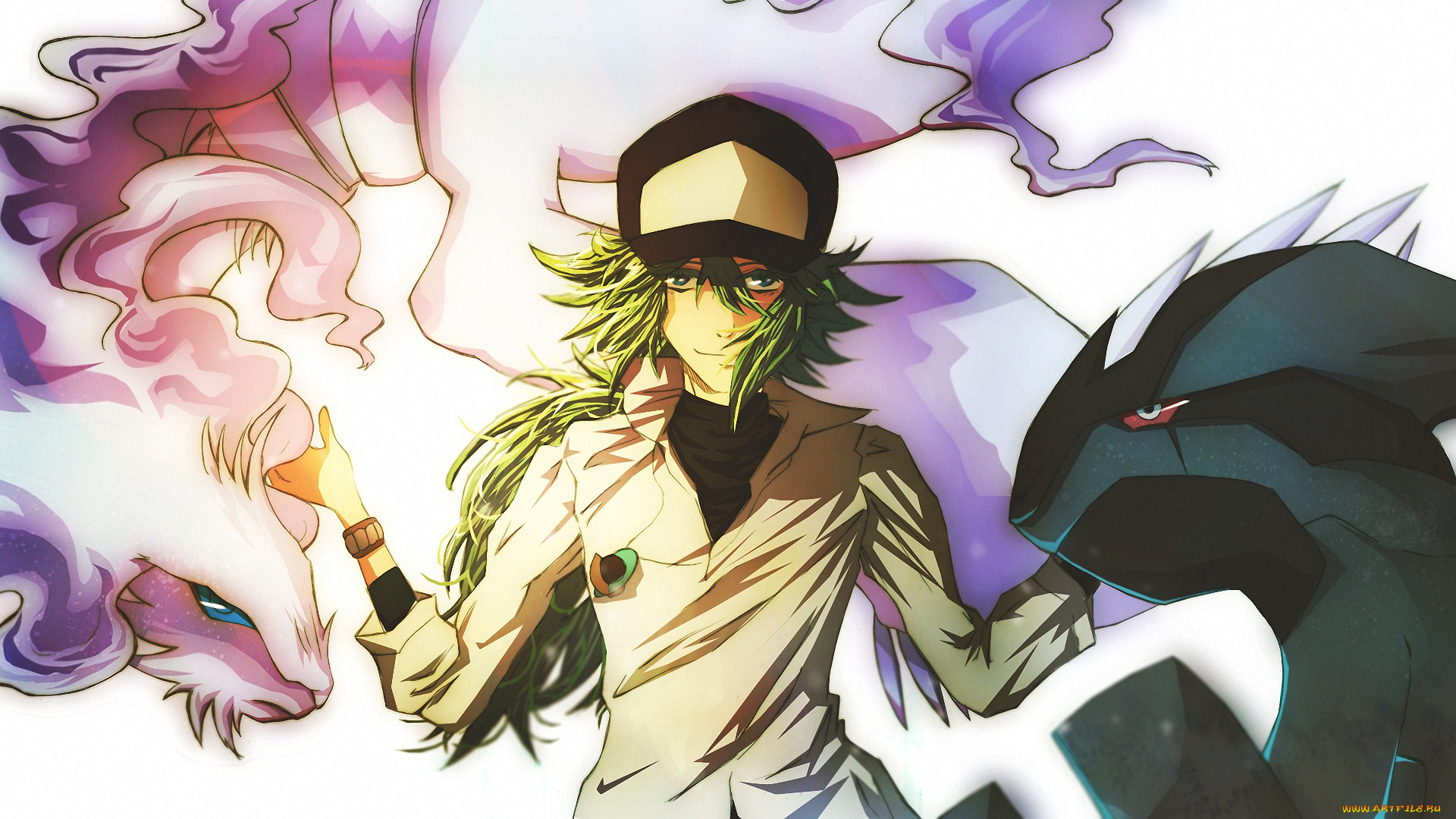 аниме, pokemon, reshiram, покемон, zekrom, дракон, тренер, монстр