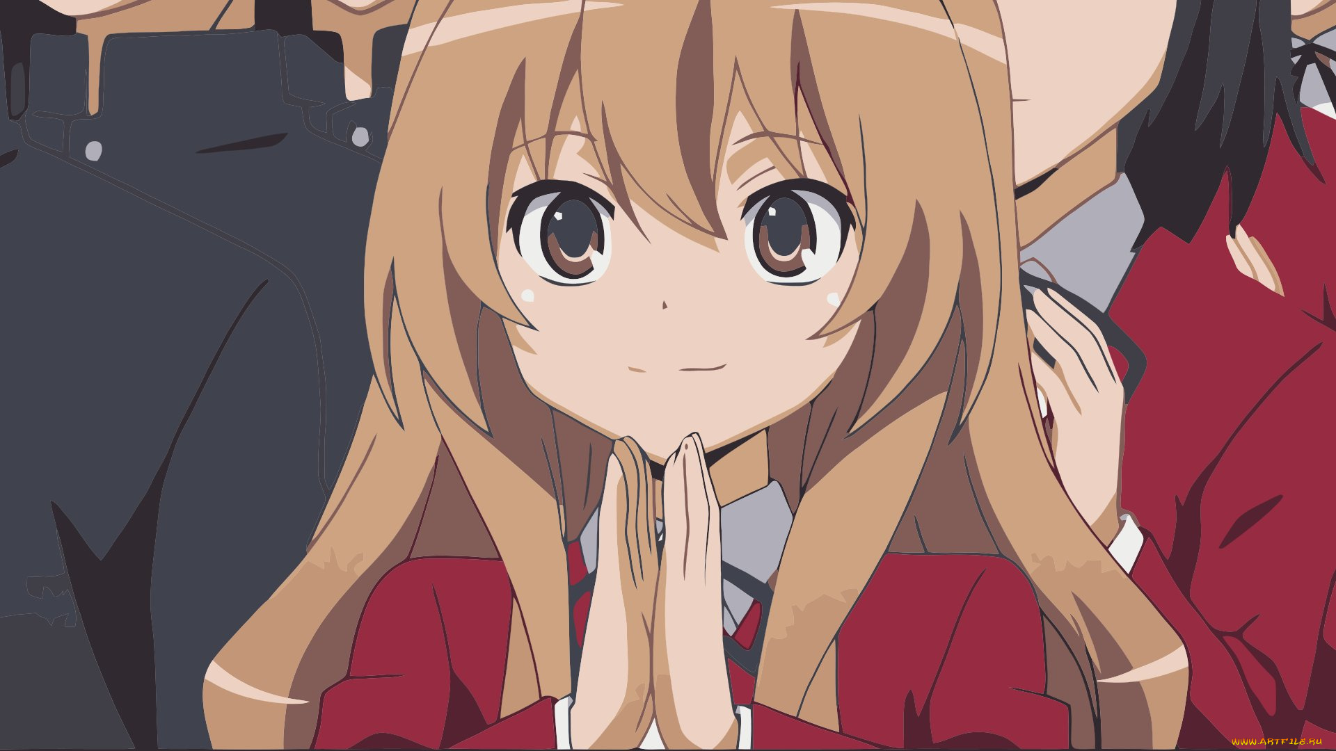 аниме, toradora, взгляд, девушка, фон