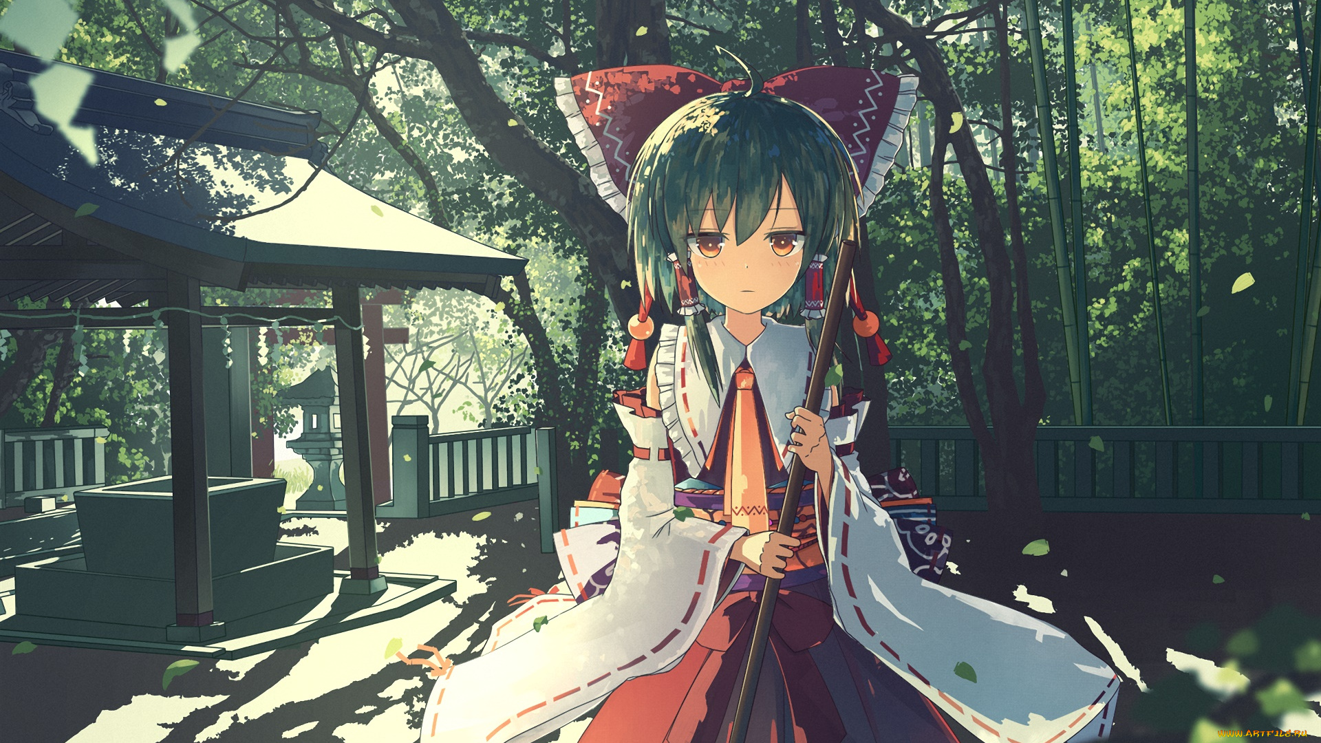 аниме, touhou, фон, взгляд, девушка