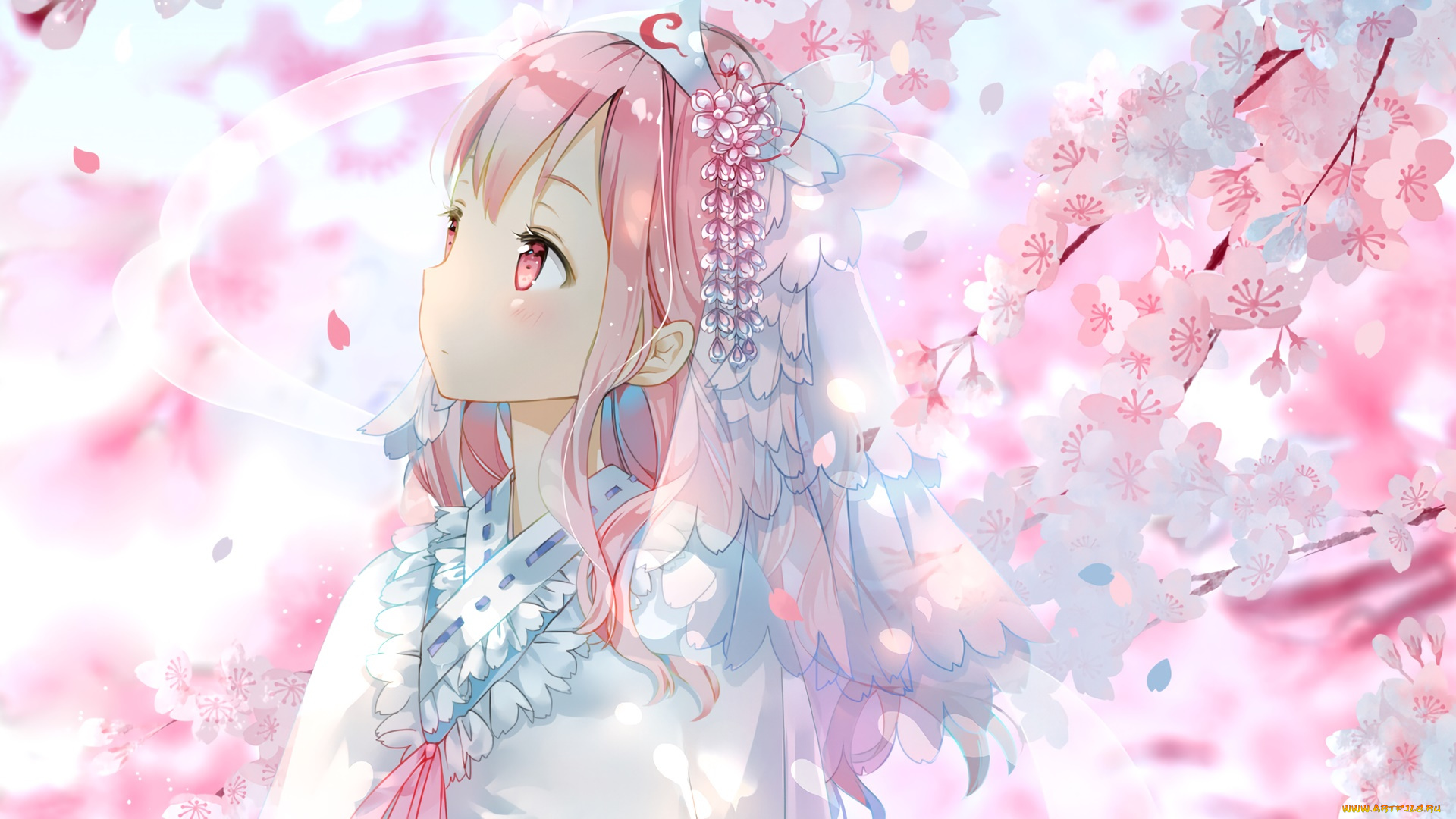 аниме, touhou, взгляд, девушка, фон