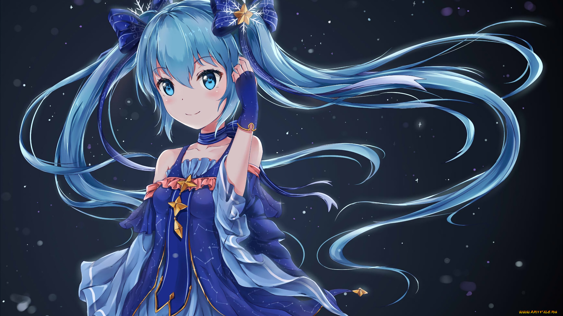 аниме, vocaloid, девушка, фон, взгляд