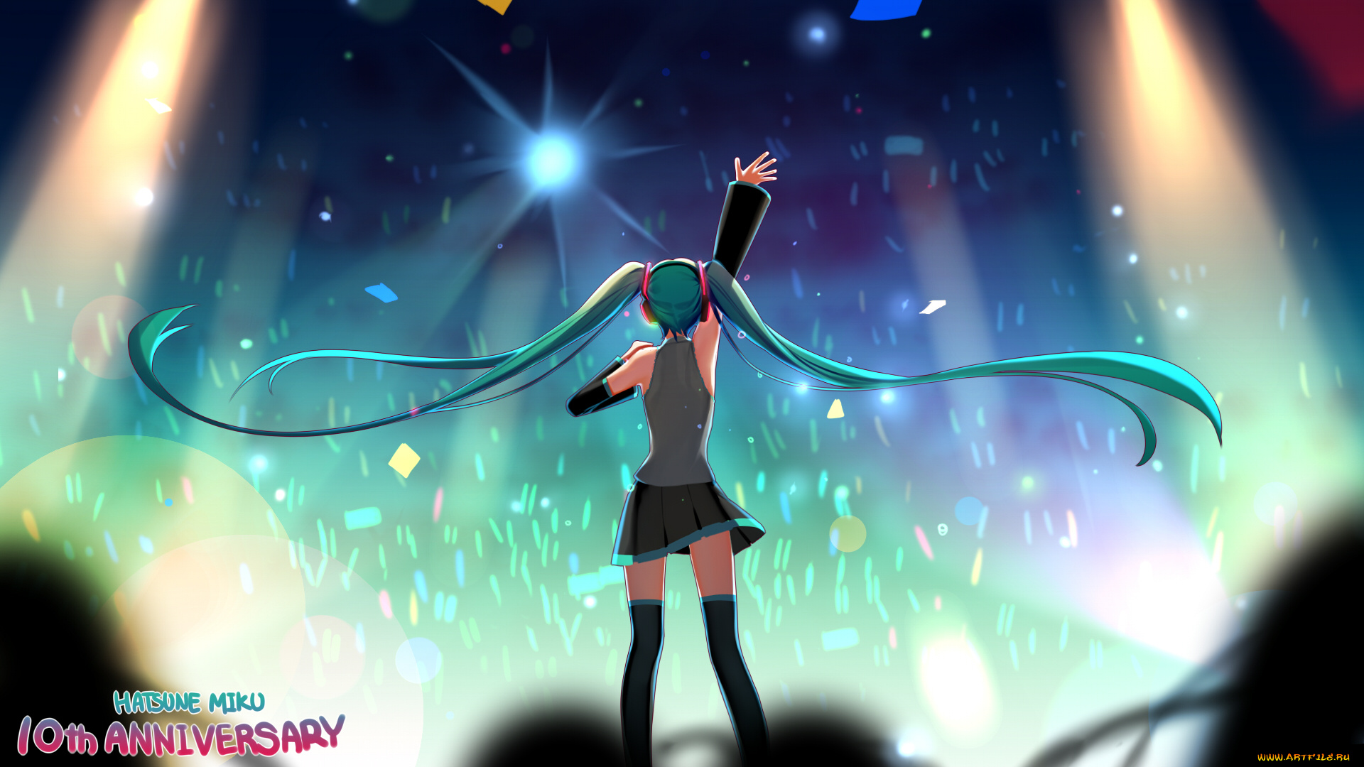 аниме, vocaloid, фон, прическа, стиль, девушка