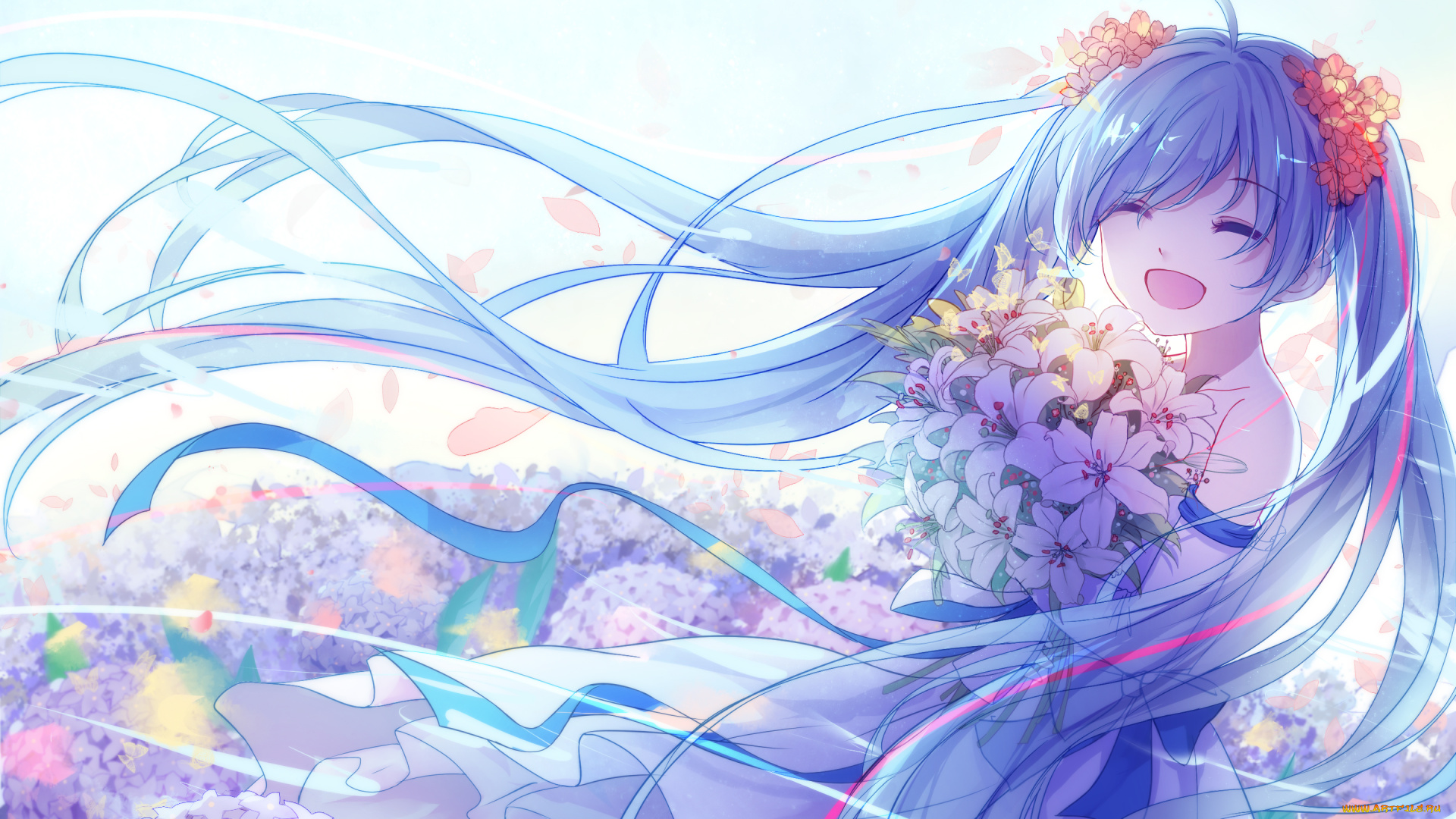 аниме, vocaloid, фон, взгляд, девушка