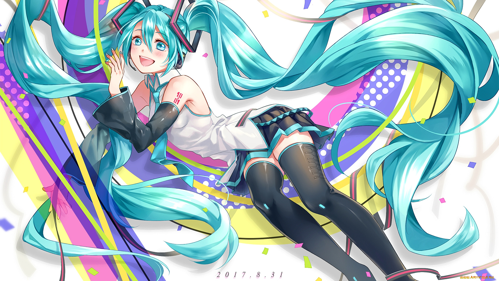 аниме, vocaloid, фон, взгляд, девушка