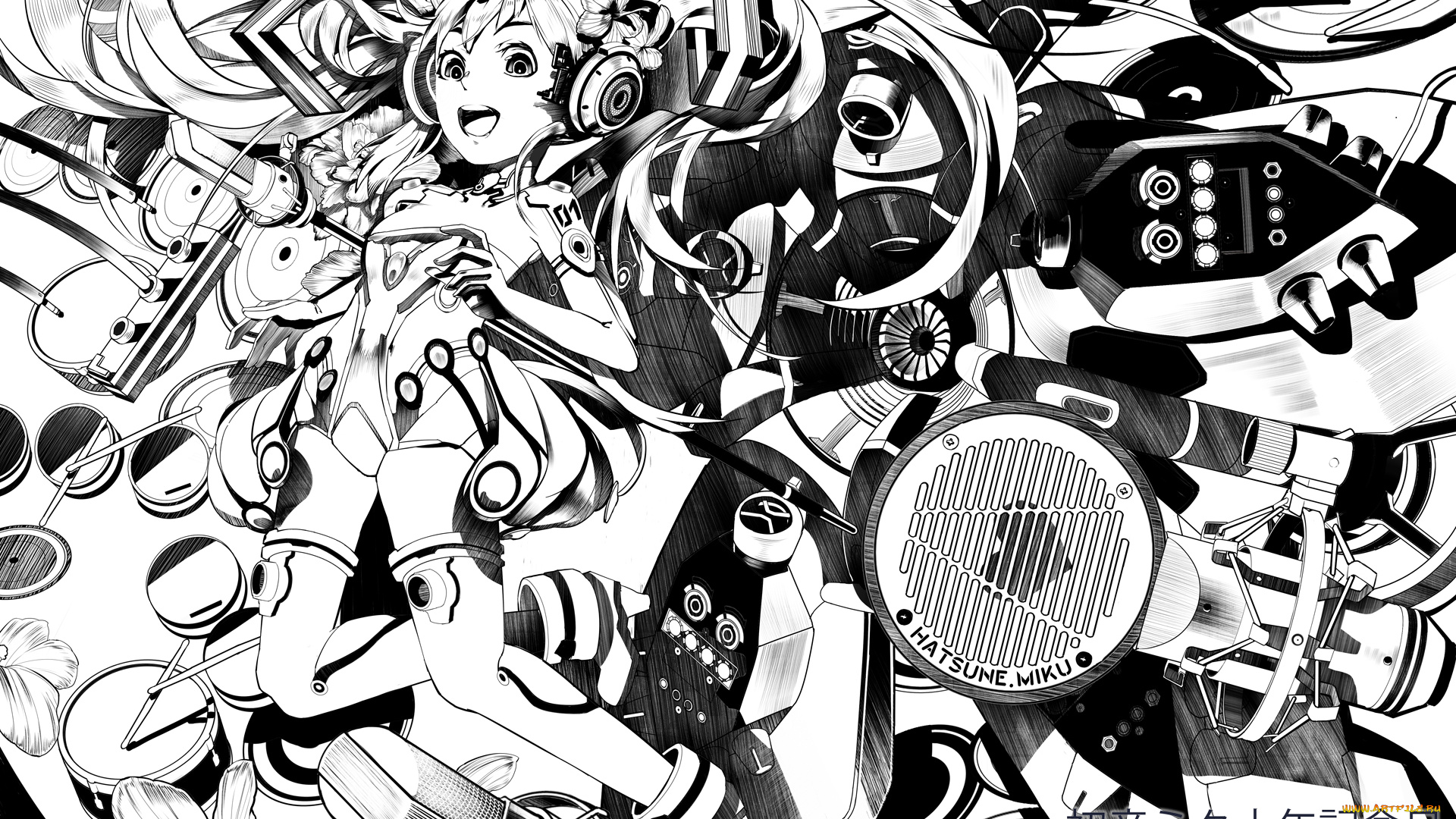 аниме, vocaloid, стиль, девушка, фон, прическа