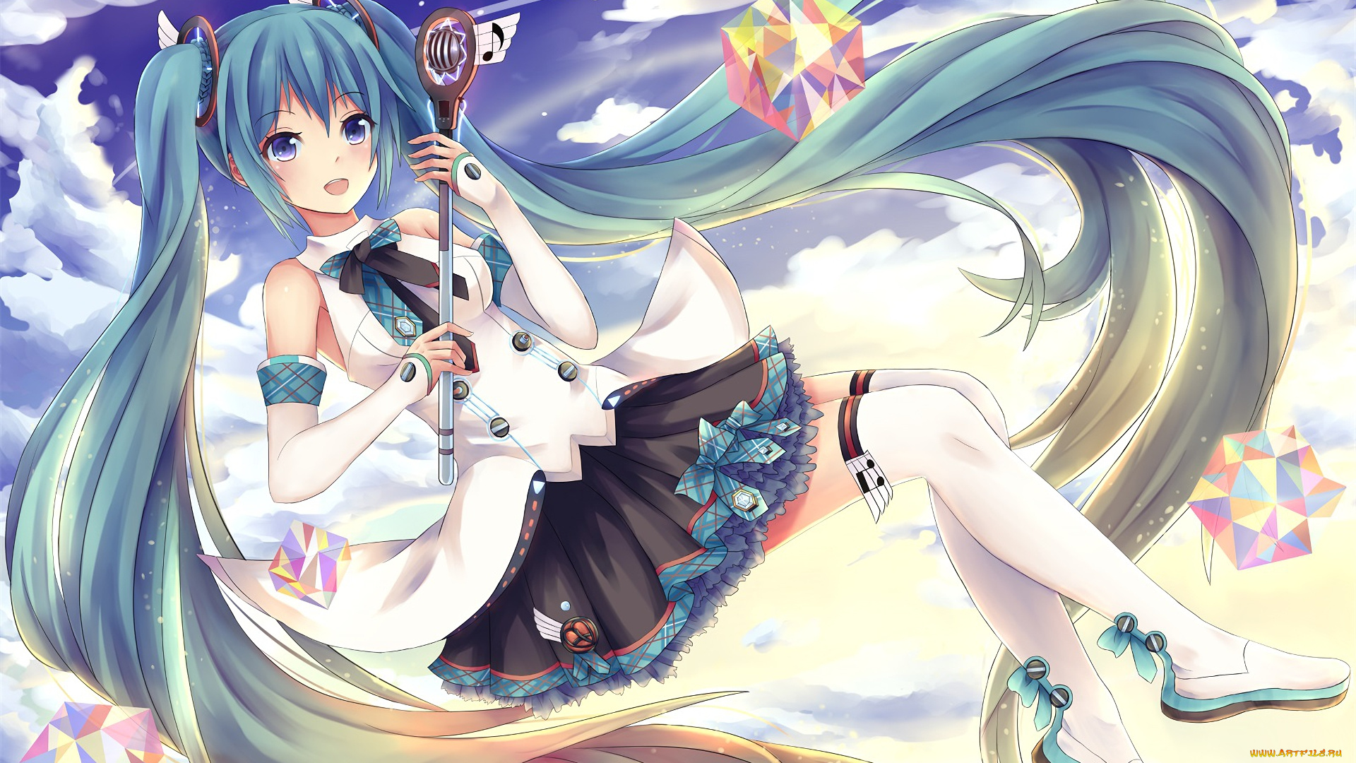 аниме, vocaloid, взгляд, девушка, фон