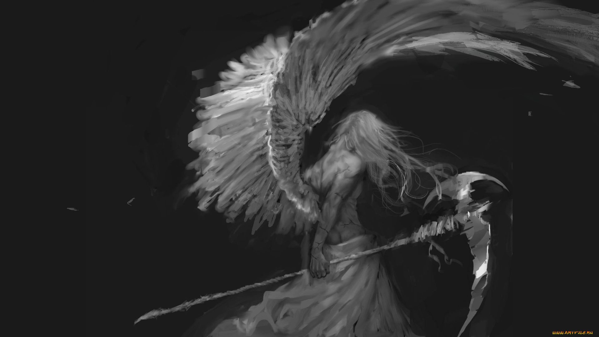 фэнтези, ангелы, ангел, смерти, мужчина, коса, готика, by, bloody-little-turd