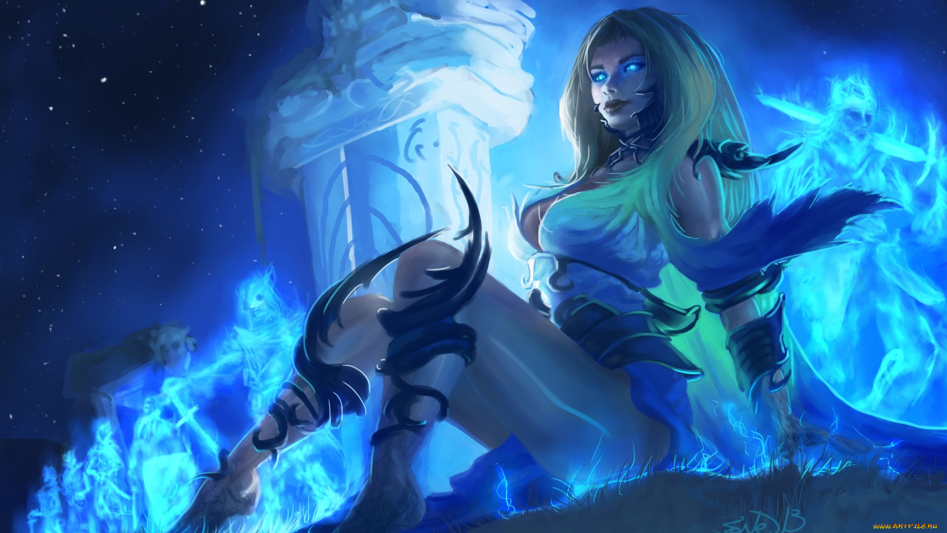 фэнтези, нежить, девушка, ведьма, магия, арт