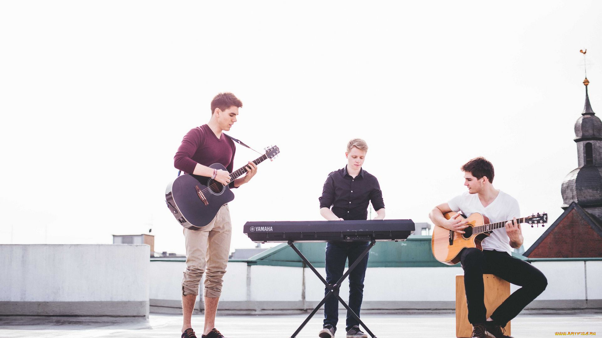 музыка, -, другое, гитара, парень, синтезатор, купол