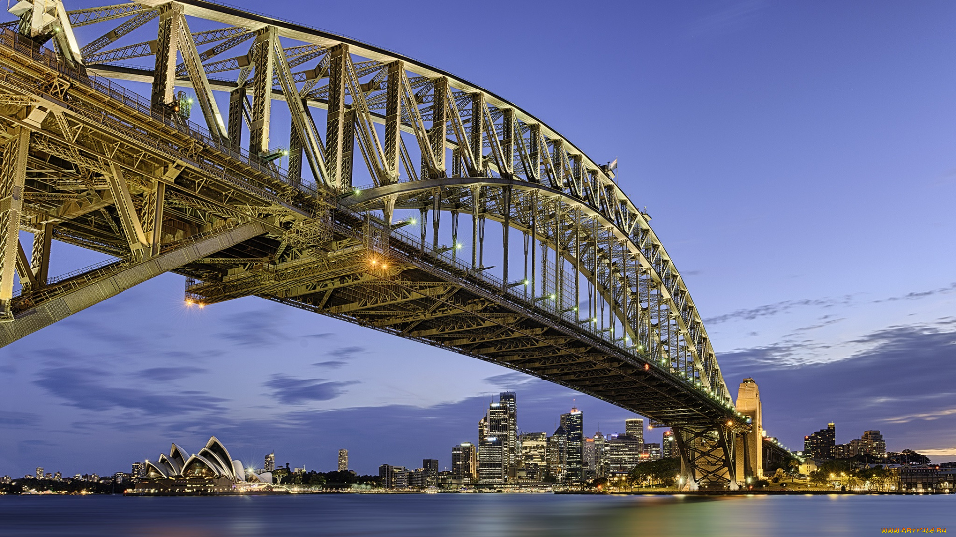 sydney, lights, -, australia, города, сидней, , австралия, мост, бухта