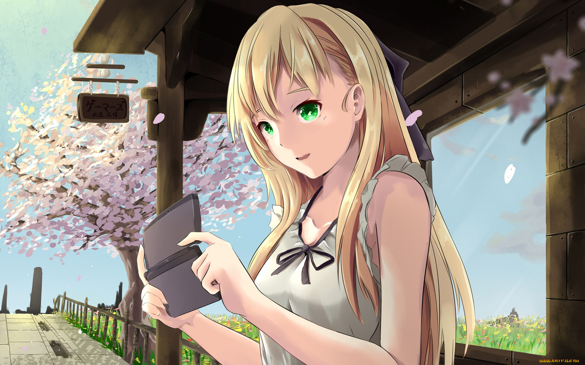 аниме, gamers, взгляд, девушка, фон