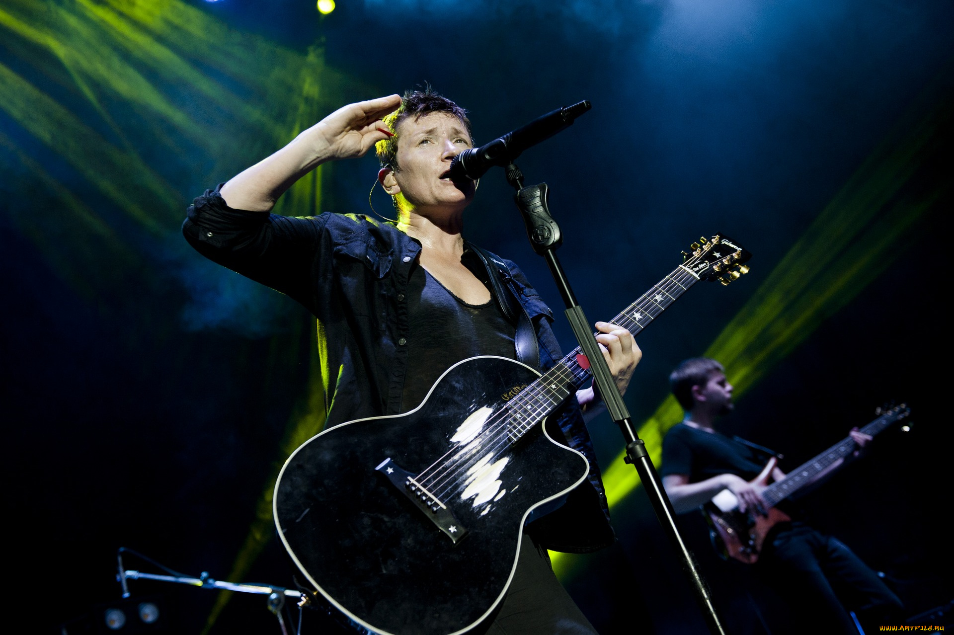 диана, арбенина, музыка, ночные, снайперы, концерт, микрофон, певица, гитара, женщина