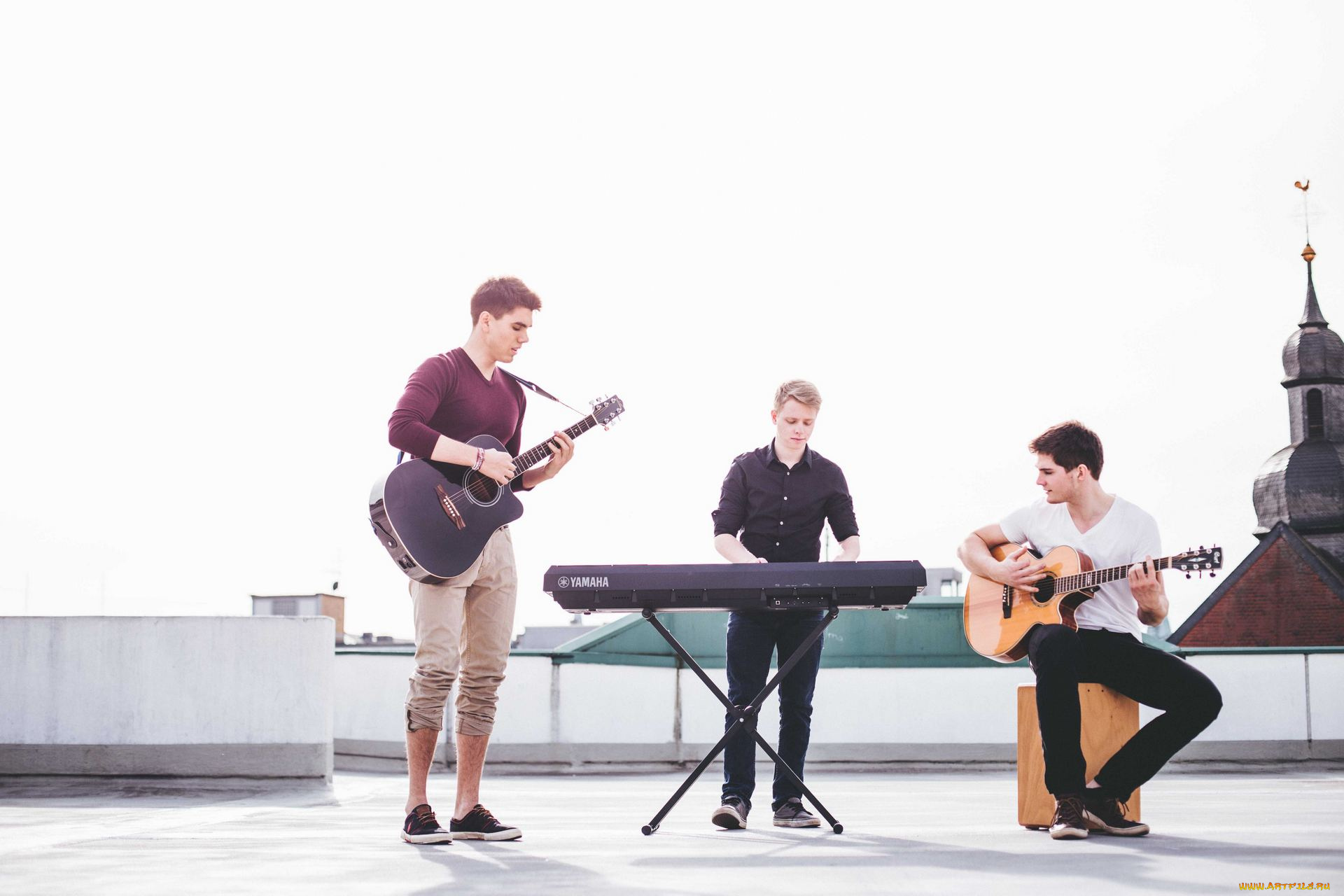 музыка, -, другое, гитара, парень, синтезатор, купол