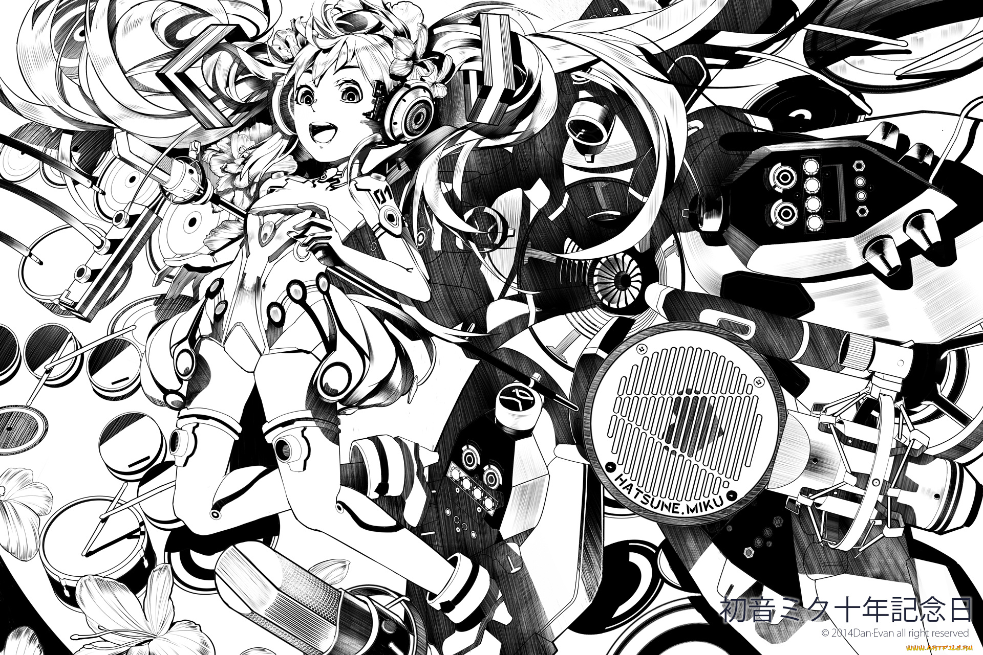 аниме, vocaloid, стиль, девушка, фон, прическа