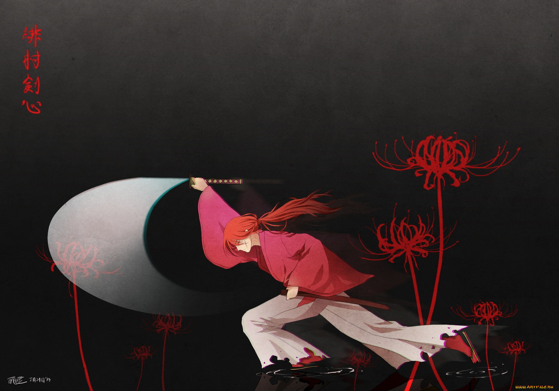 аниме, rurouni, kenshin, kenshin, самурай, меч, himura, мужчина