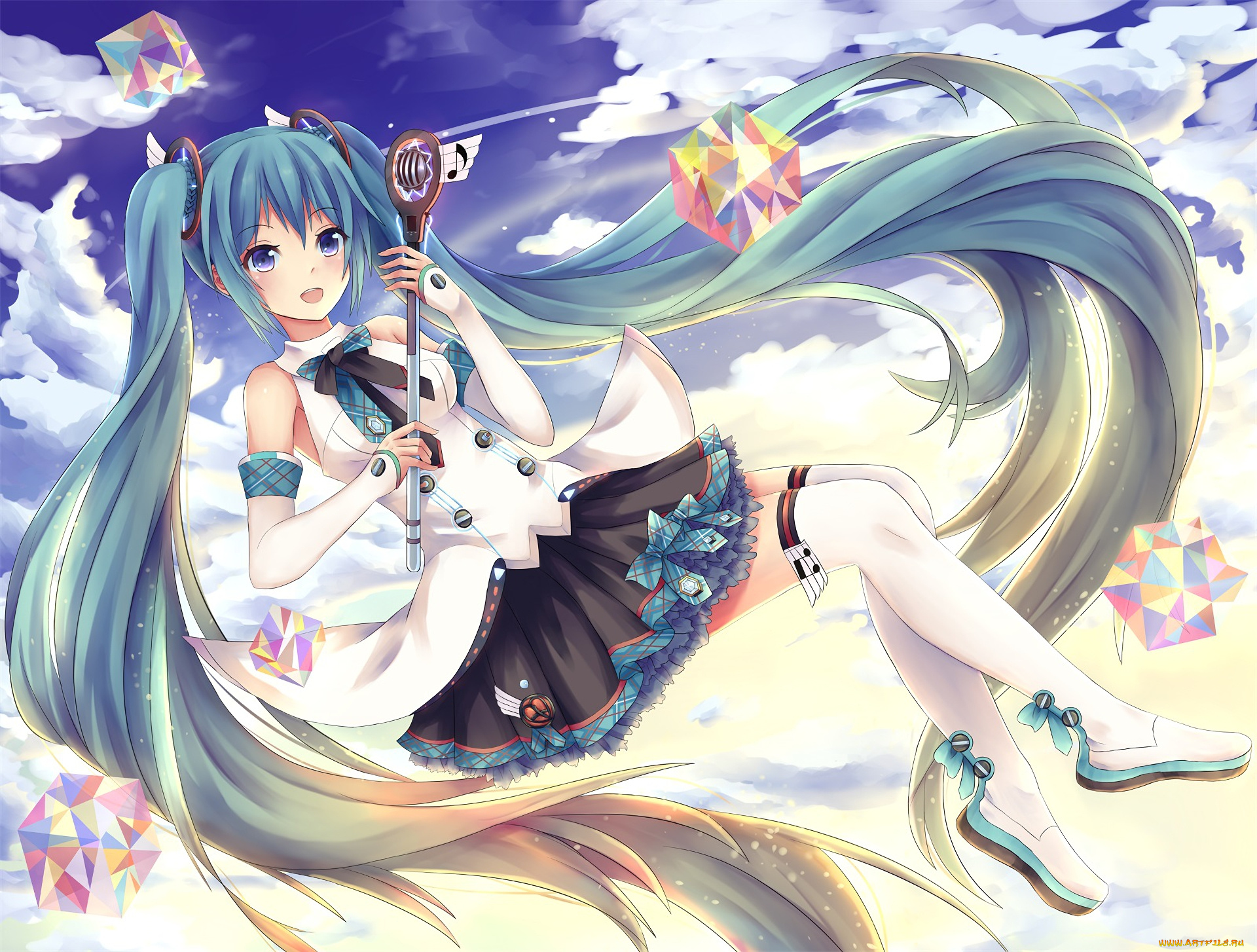 аниме, vocaloid, взгляд, девушка, фон