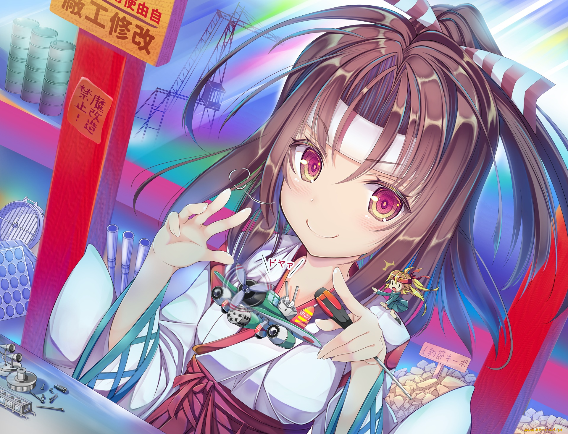 аниме, kantai, collection, взгляд, девушка, фон