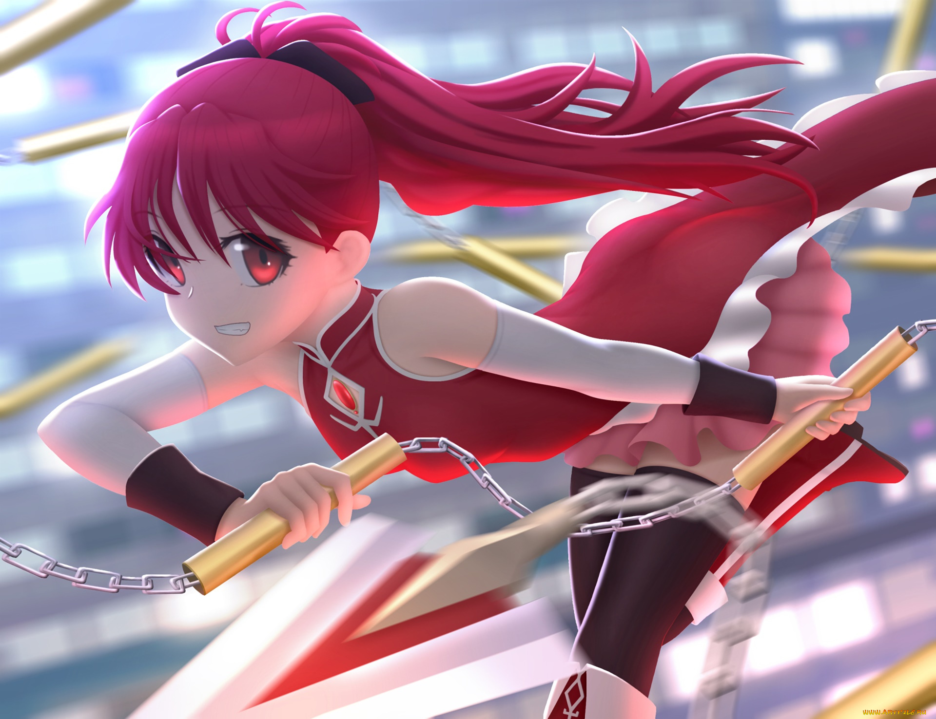 mahou, shoujo, madoka, magika, аниме, фон, взгляд, девушка