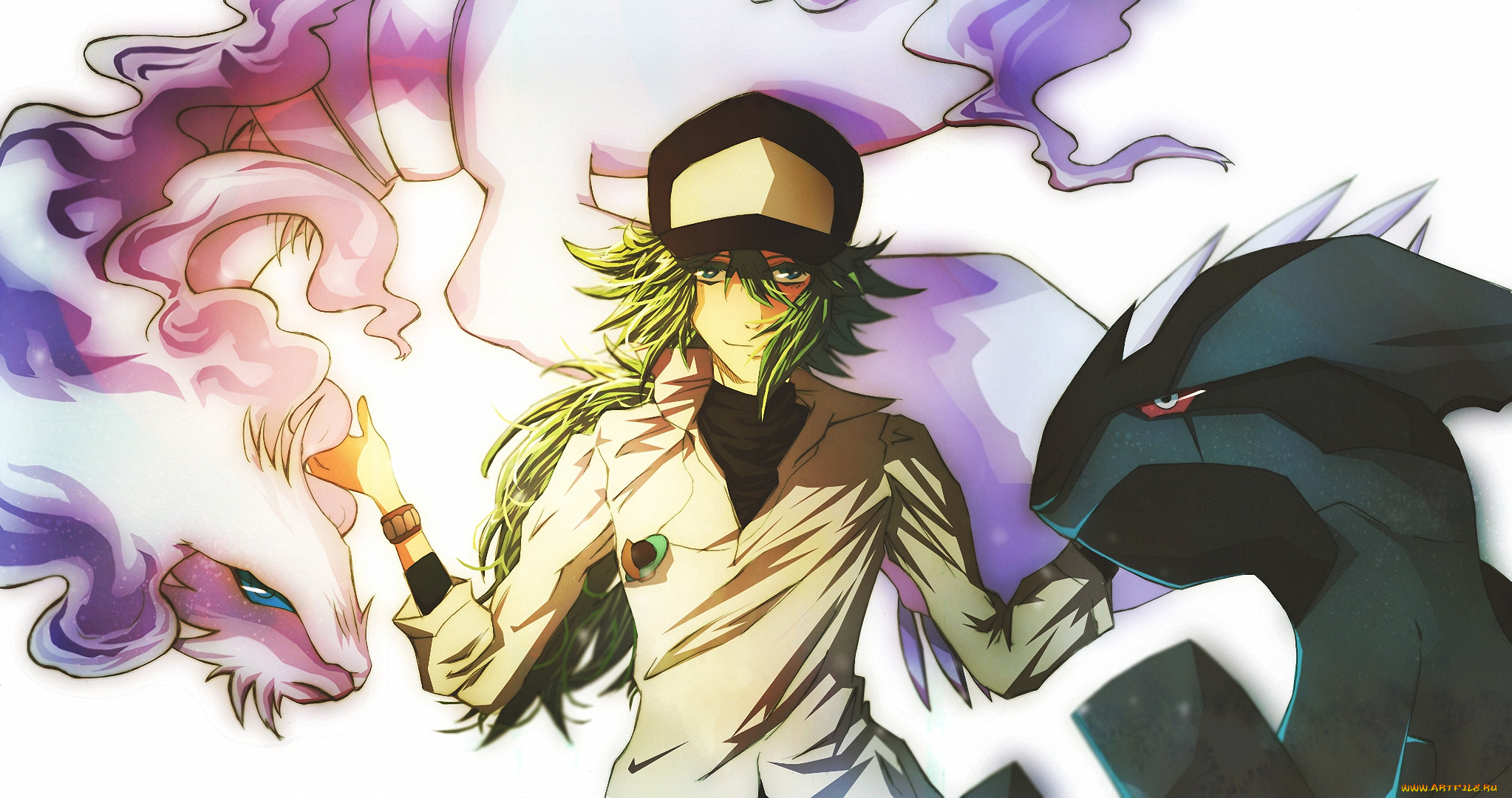 аниме, pokemon, reshiram, покемон, zekrom, дракон, тренер, монстр