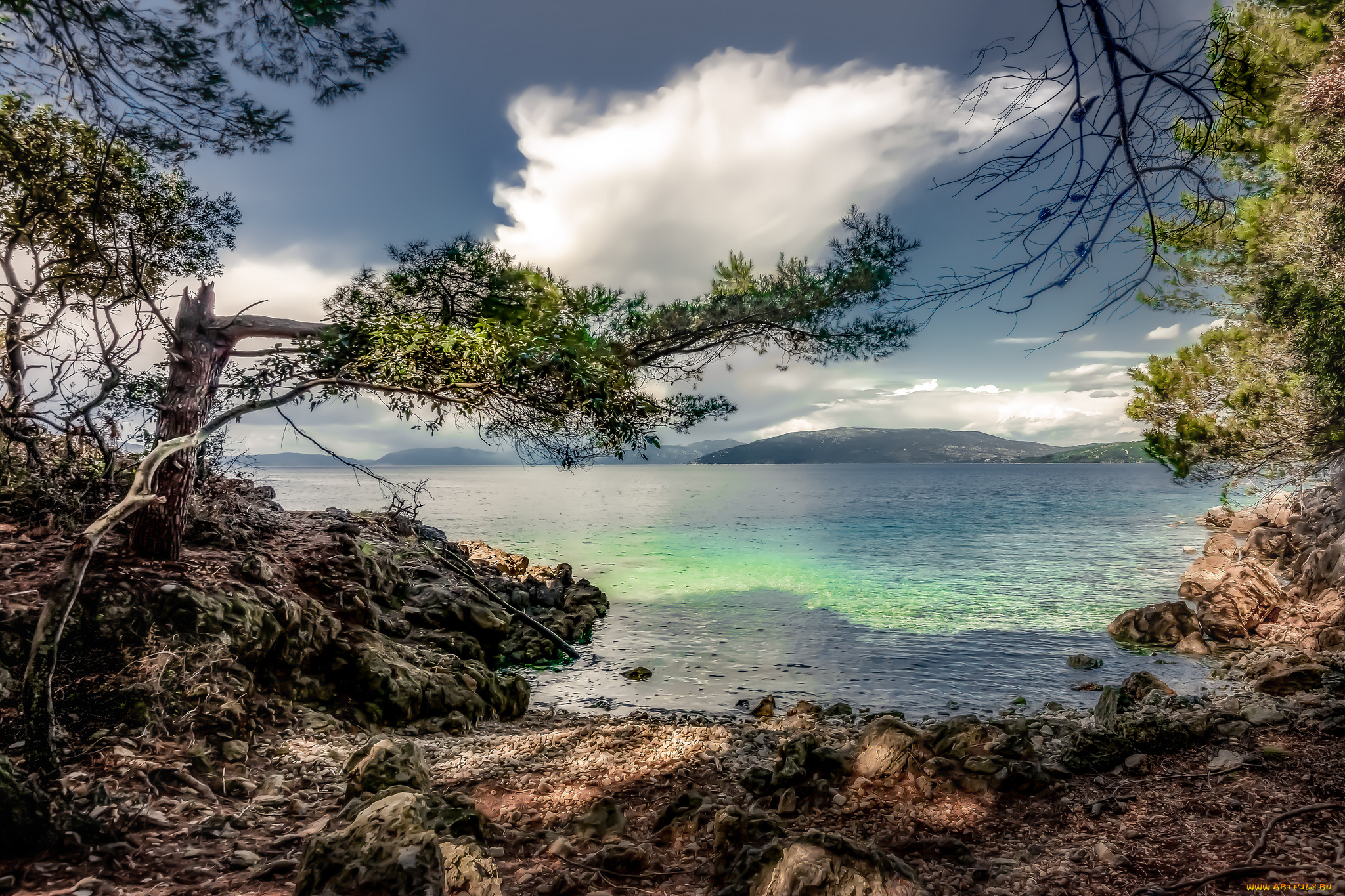 природа, побережье, простор