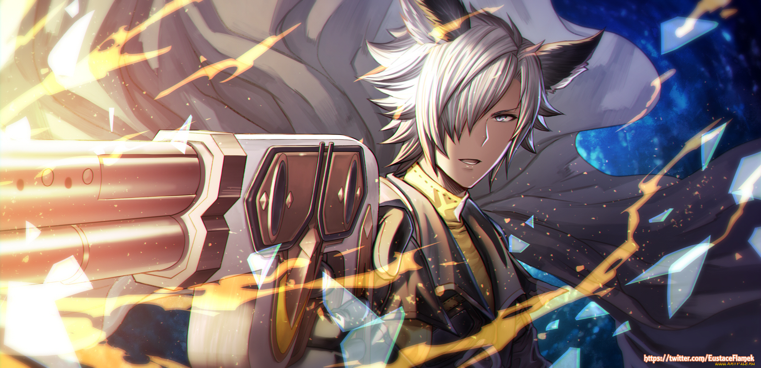 аниме, granblue, fantasy, оружие, парень