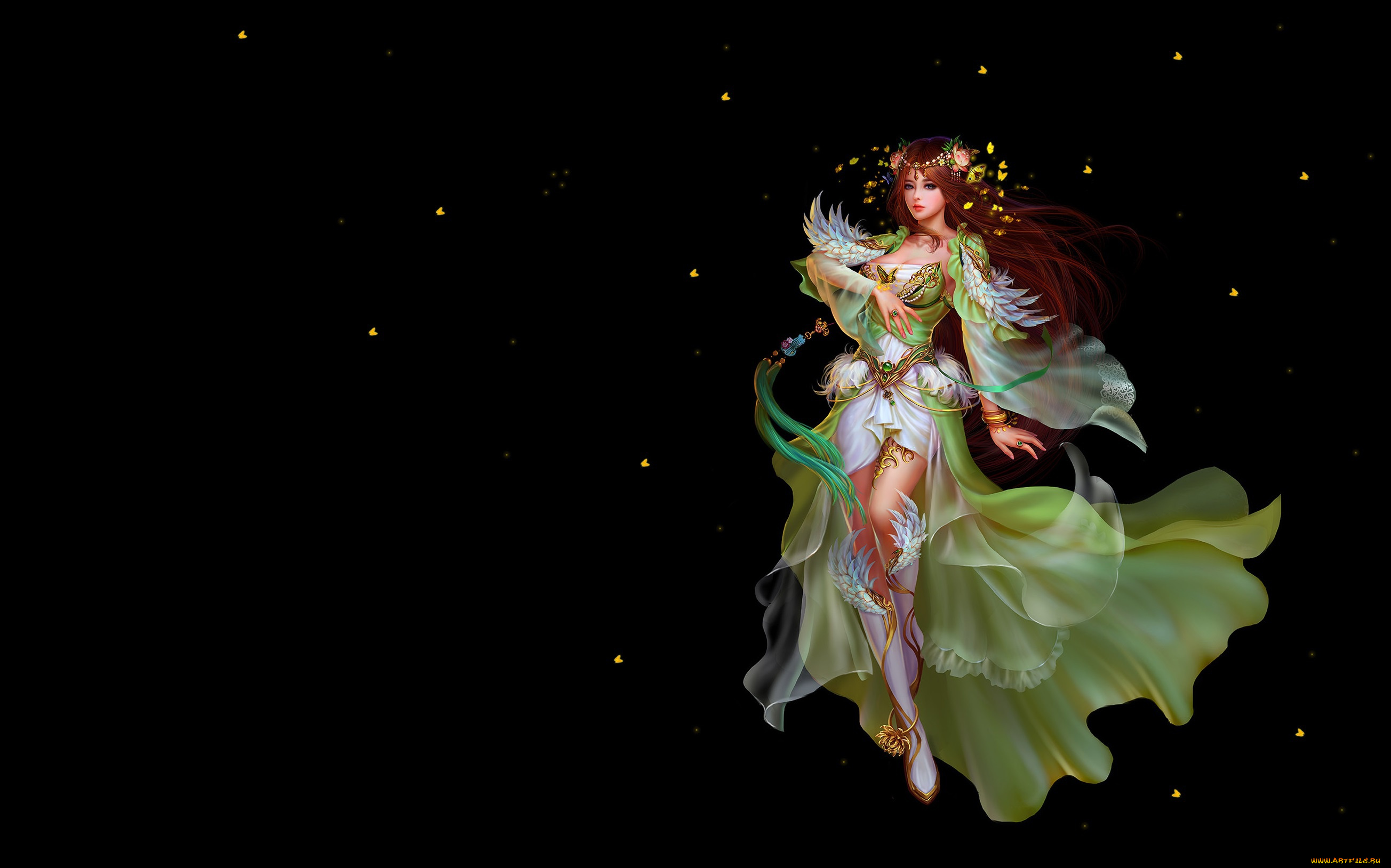 фэнтези, девушки, gray, smoky, game, арт, игра, бабочки, девушка, work3