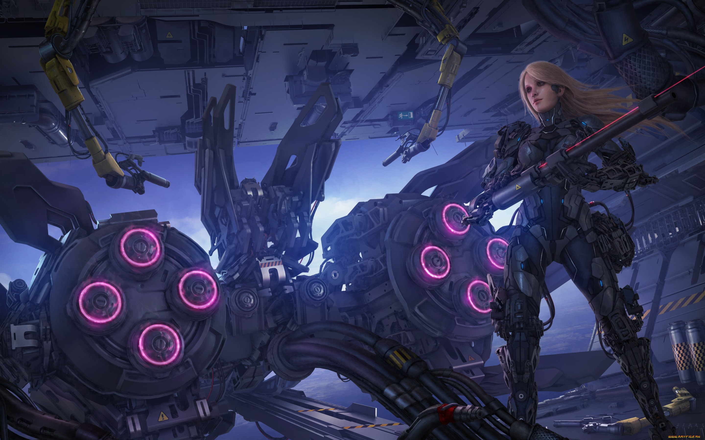 фэнтези, роботы, , киборги, , механизмы, фантастика, девушка, робот, блондинка, ружье, киборг