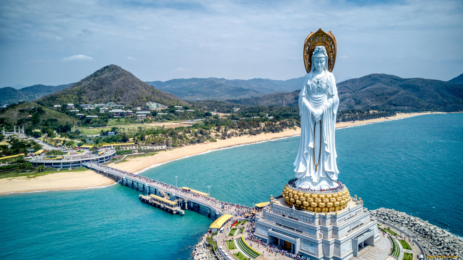 города, -, памятники, , скульптуры, , арт-объекты, статуя, бодхисатвы, гуаньинь, буддийская, достопримечательность, паломничество, cанья, хайнань, китай