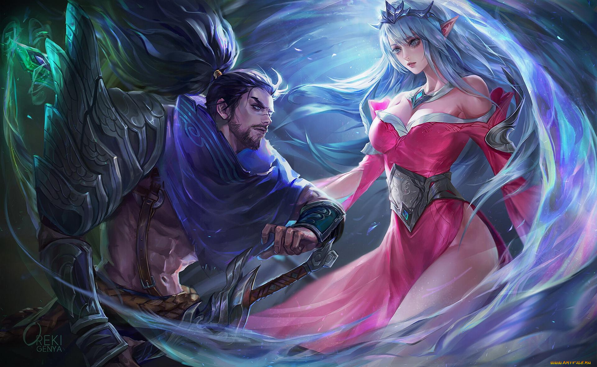 видео, игры, league, of, legends, боец, магия, yasuo, janna