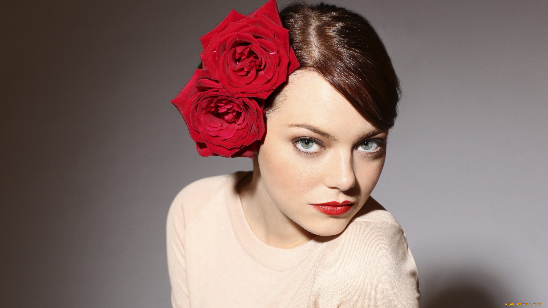 девушки, emma, stone, портрет, розы
