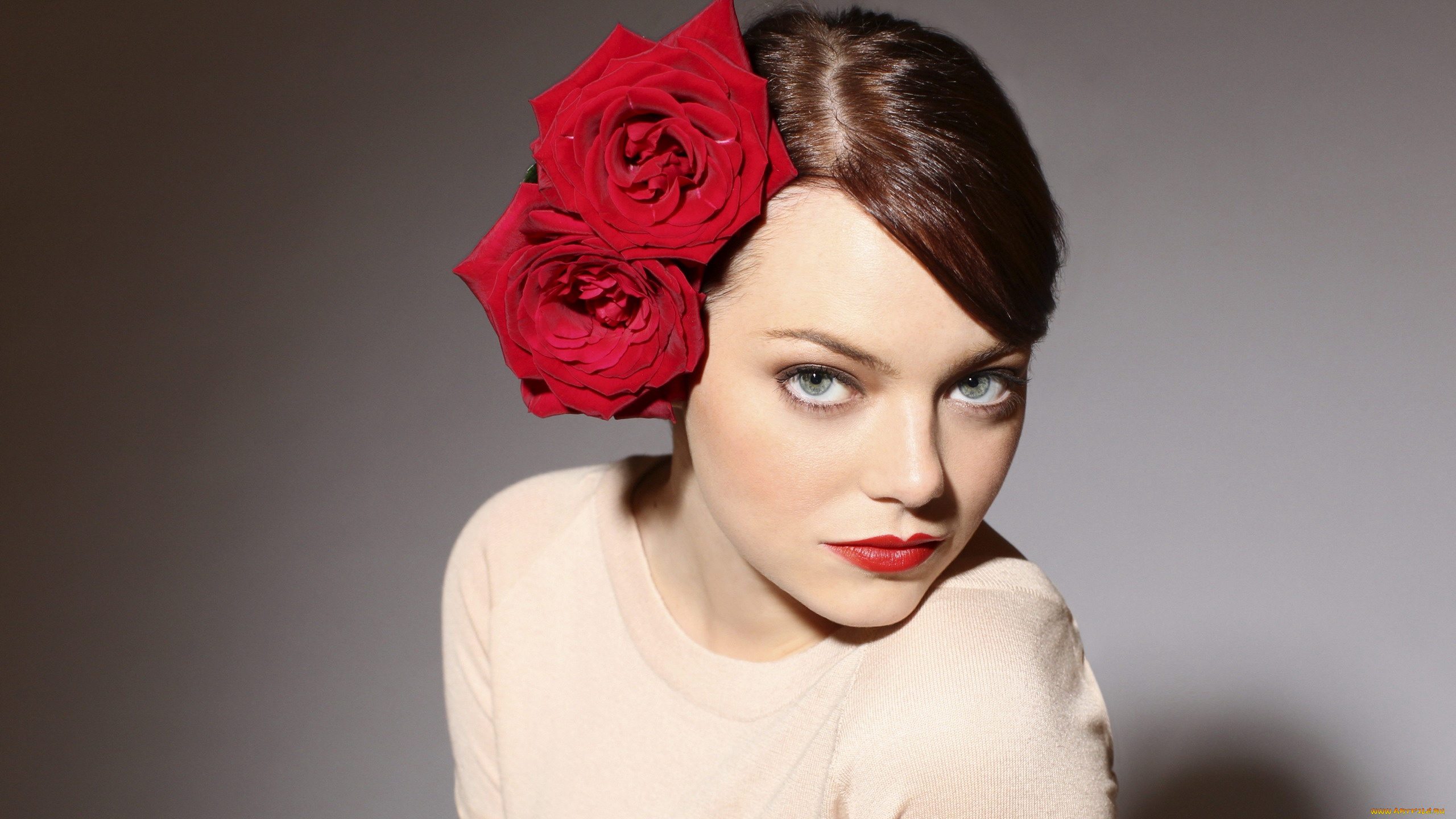 девушки, emma, stone, портрет, розы