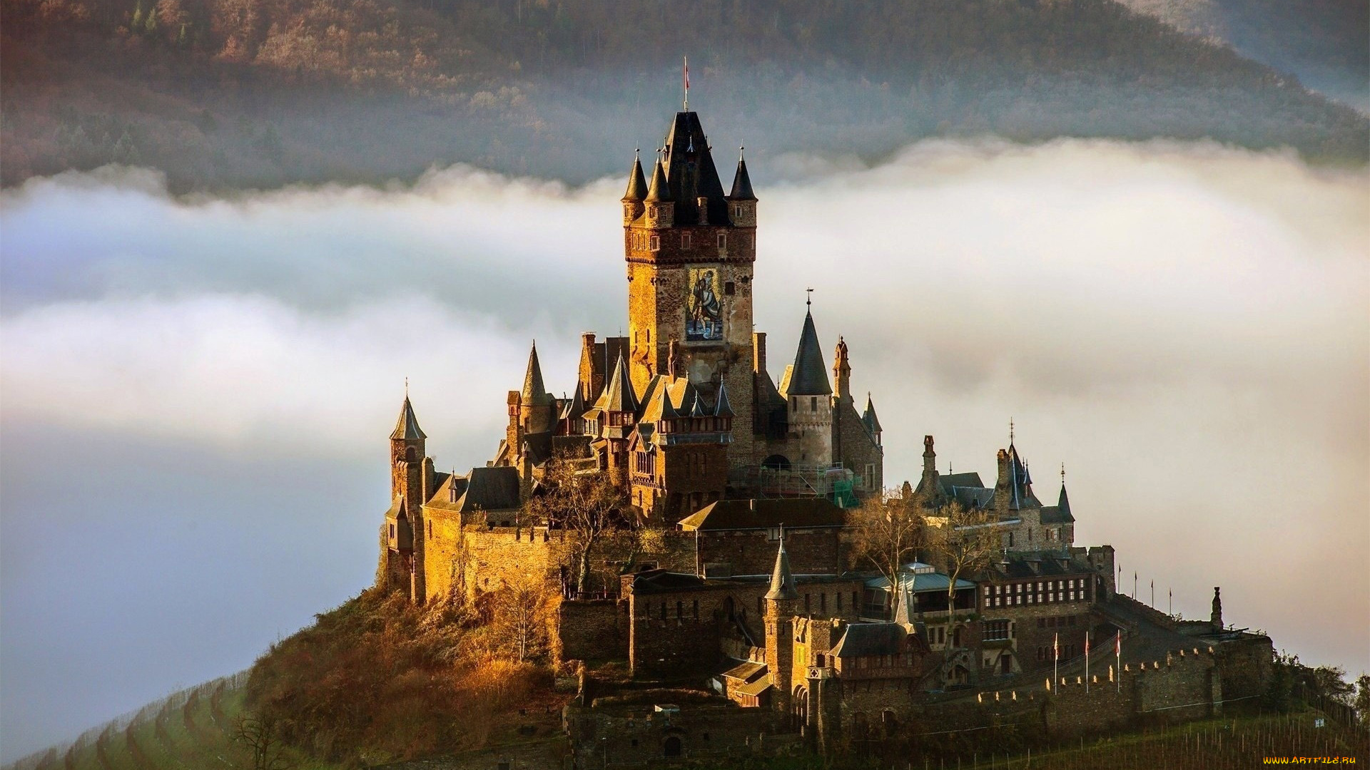 города, кохем, , германия, замок