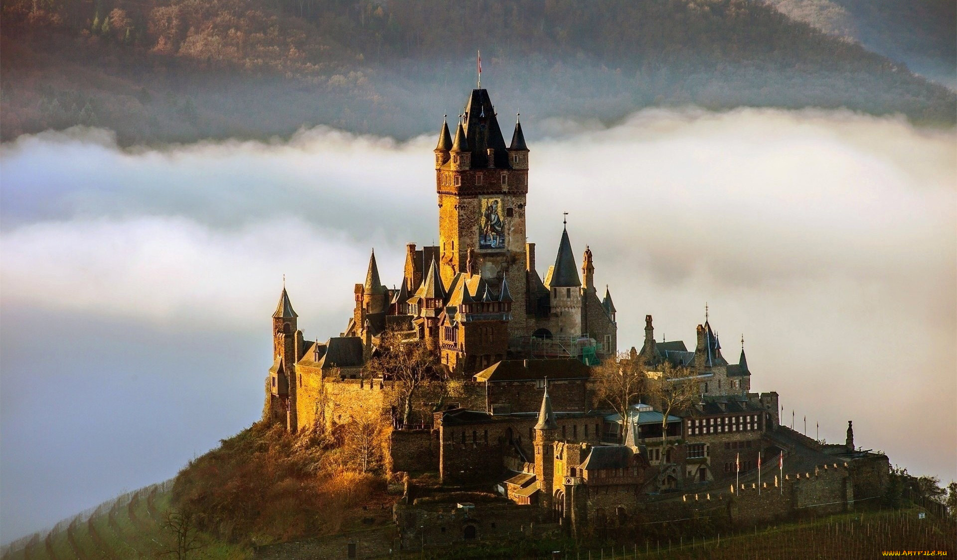 города, кохем, , германия, замок