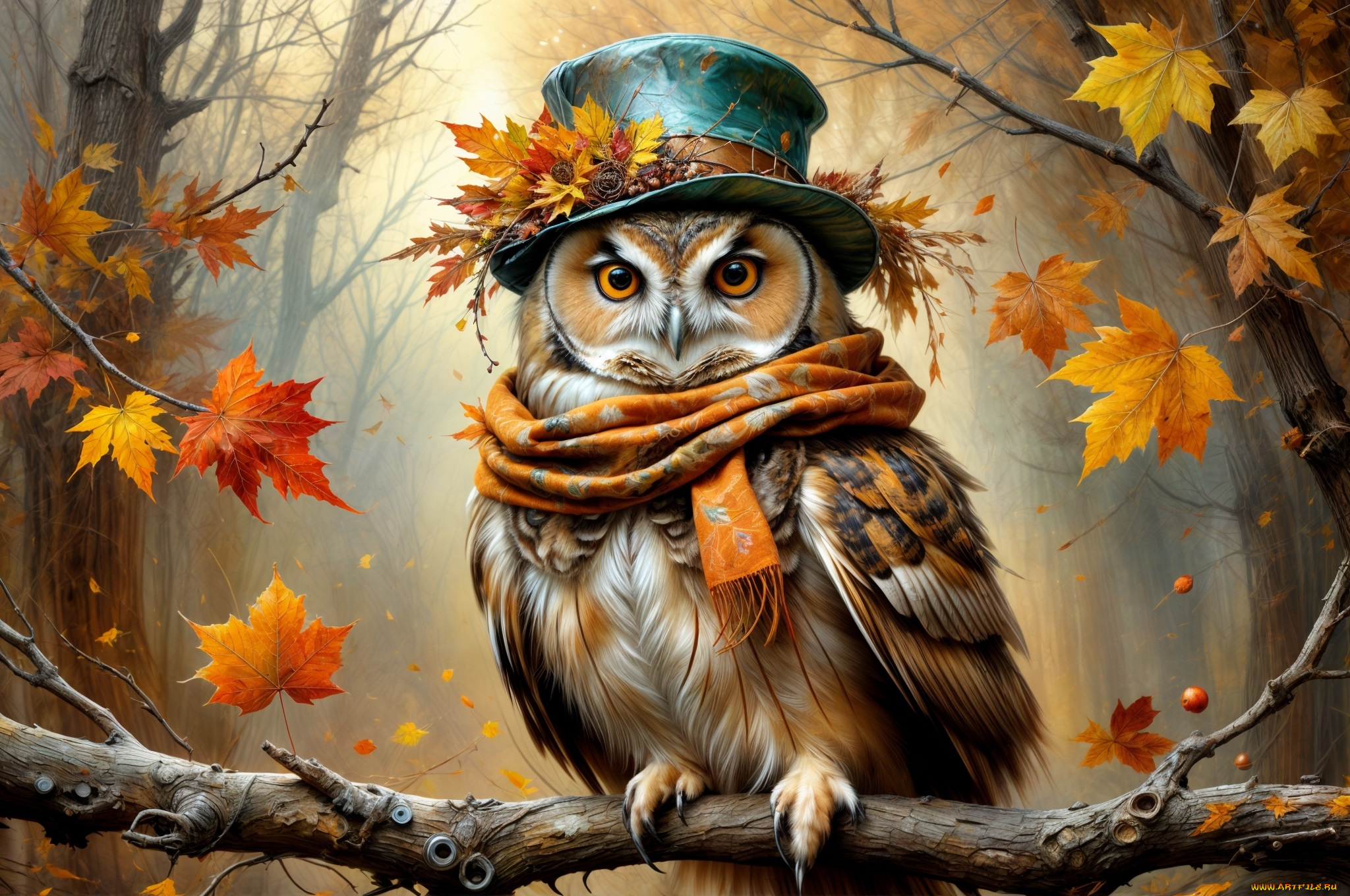 3д, графика, животные, , animals, сова, осень