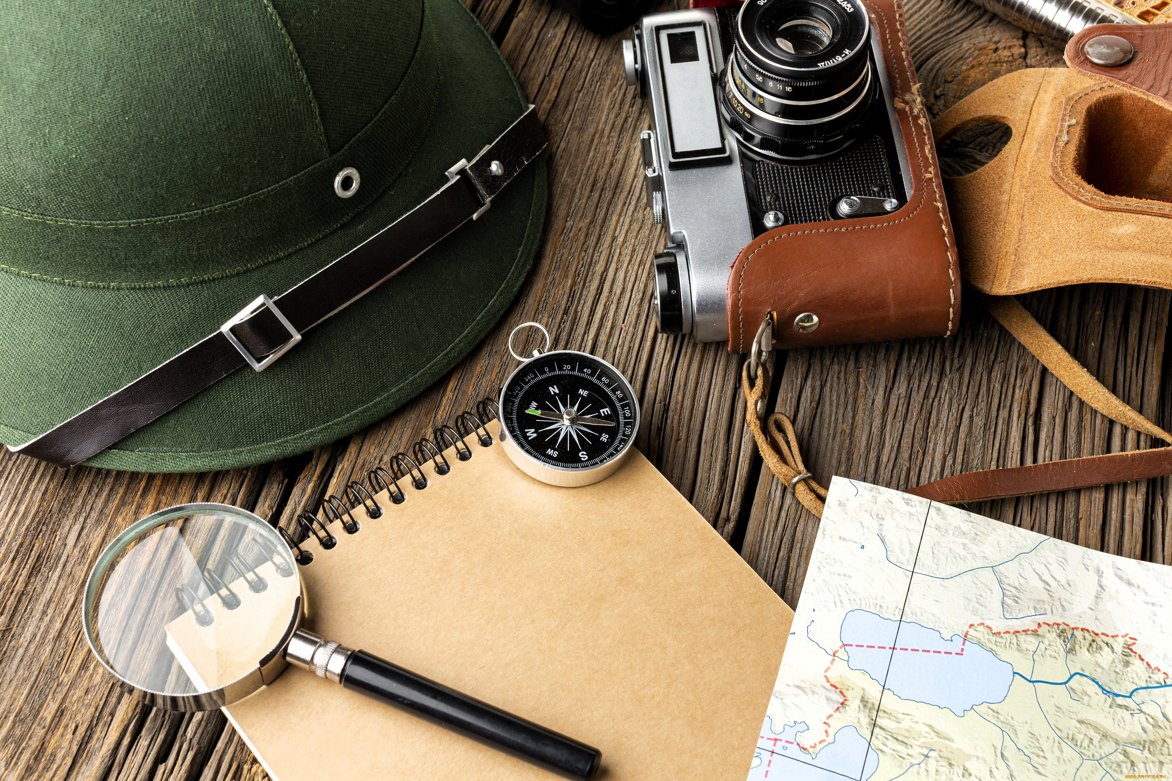 разное, глобусы, , карты, шляпа, лупа, компас, блокнот, фотоаппарат, карта