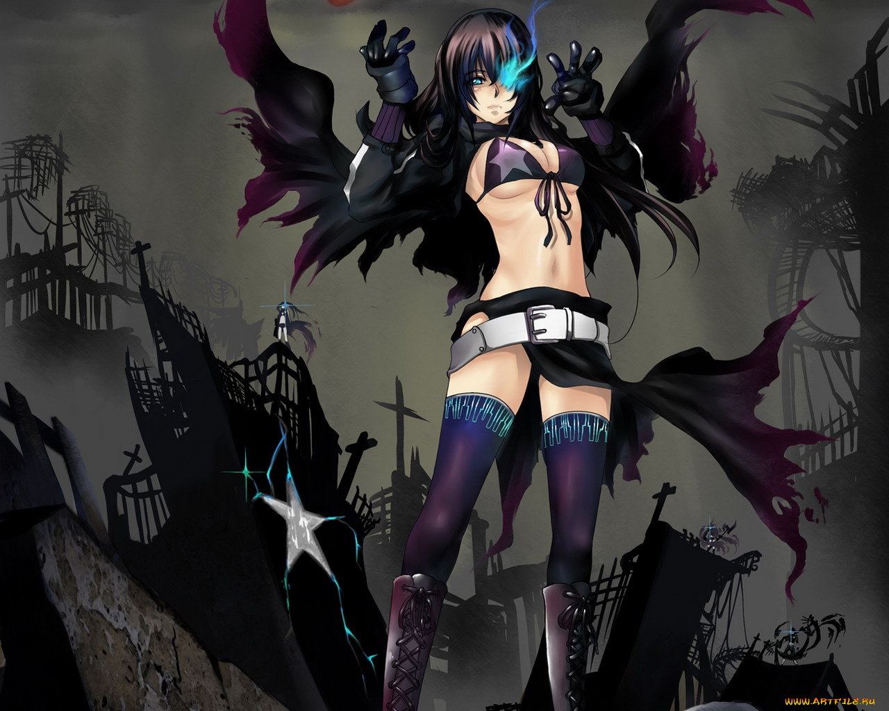 аниме, black, rock, shooter