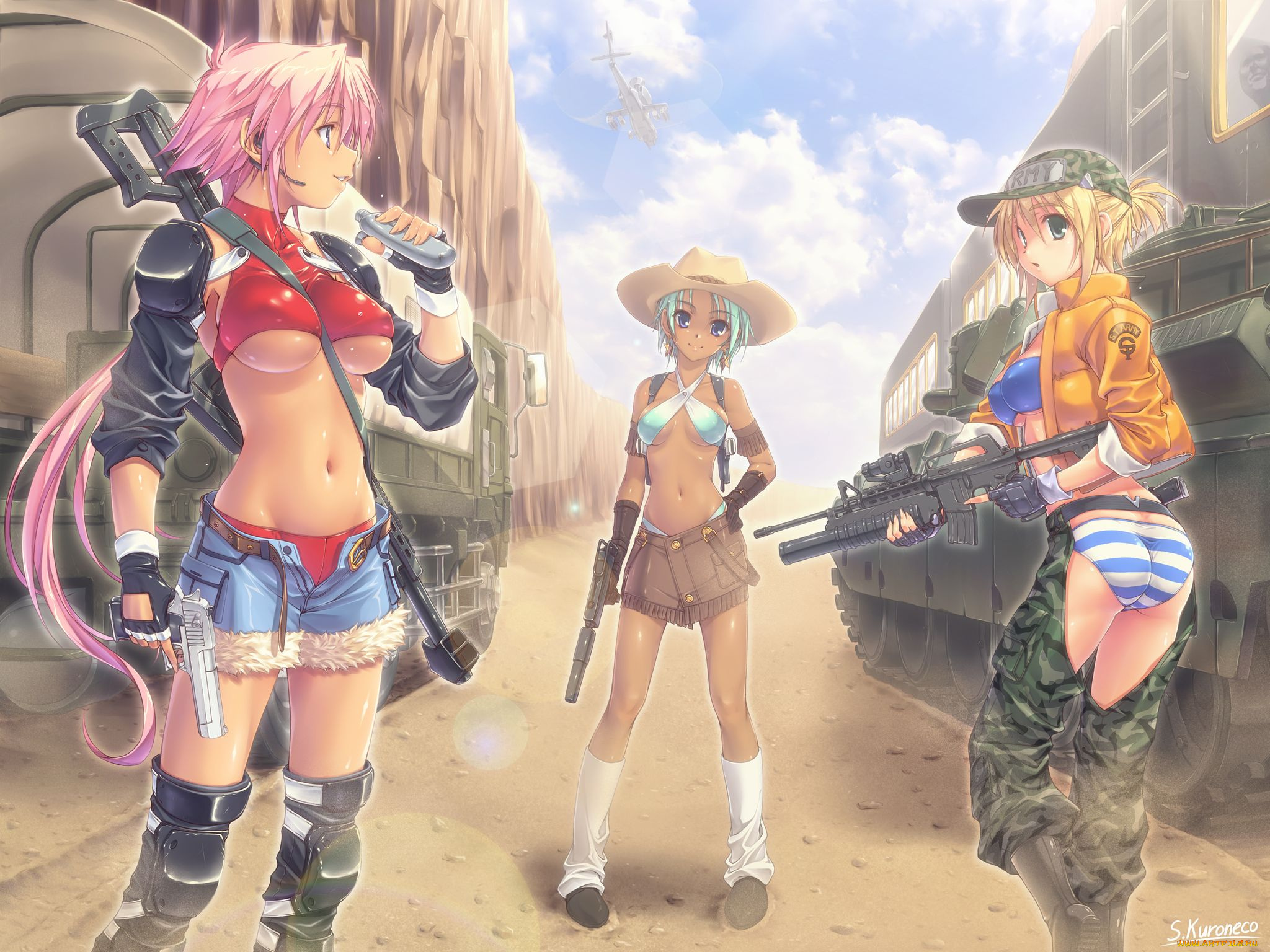 аниме, weapon, blood, technology