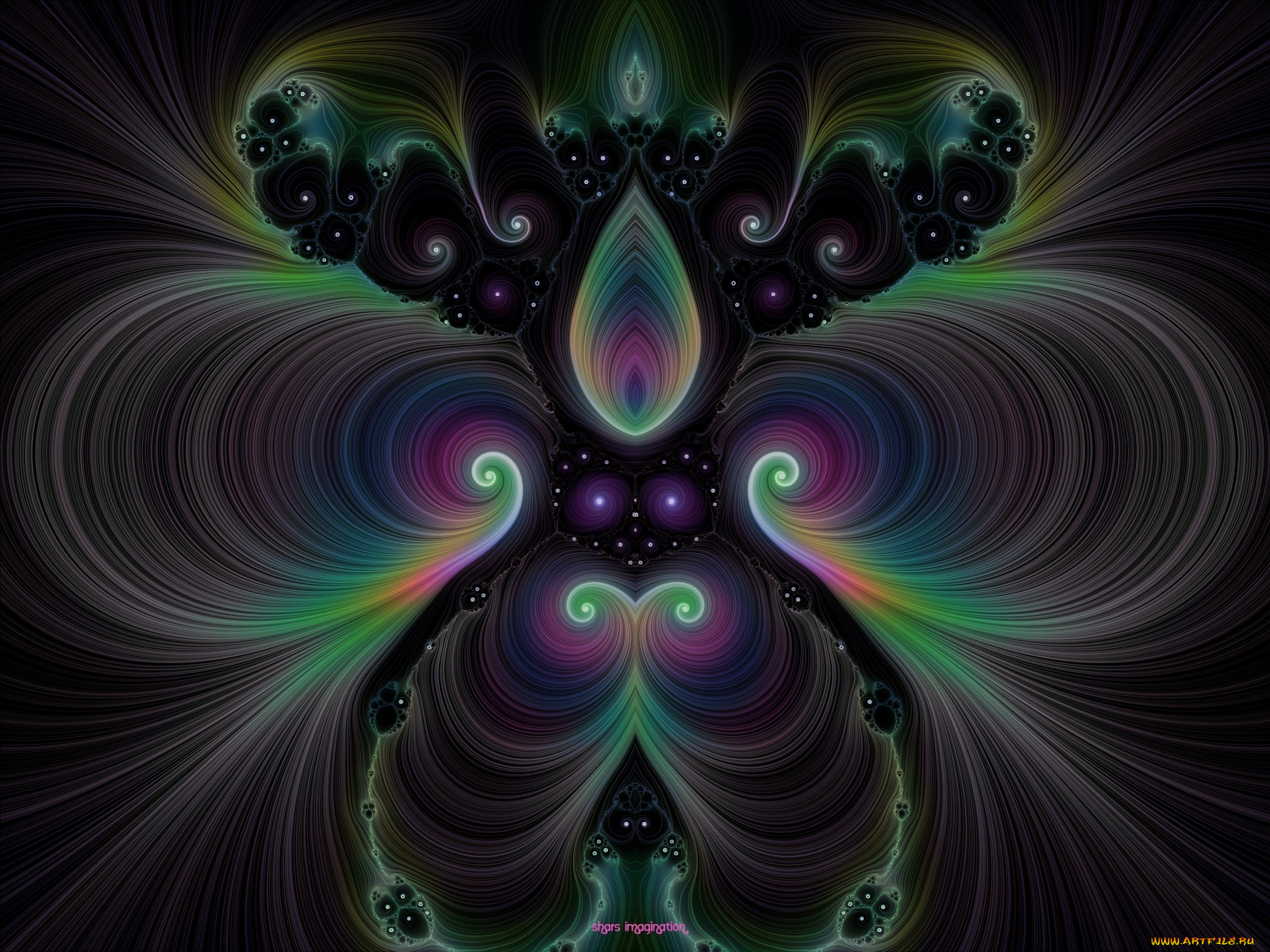 3д, графика, fractal, фракталы, тёмный, узор, фрактал