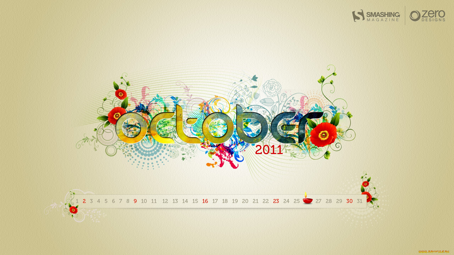 календари, рисованные, векторная, графика, октябрь