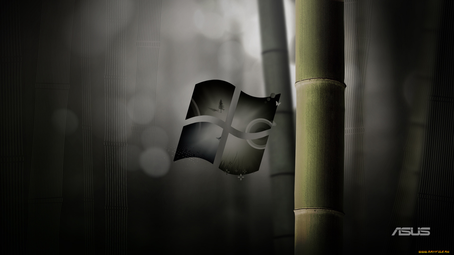 компьютеры, asus, windows, тёмный, логотип