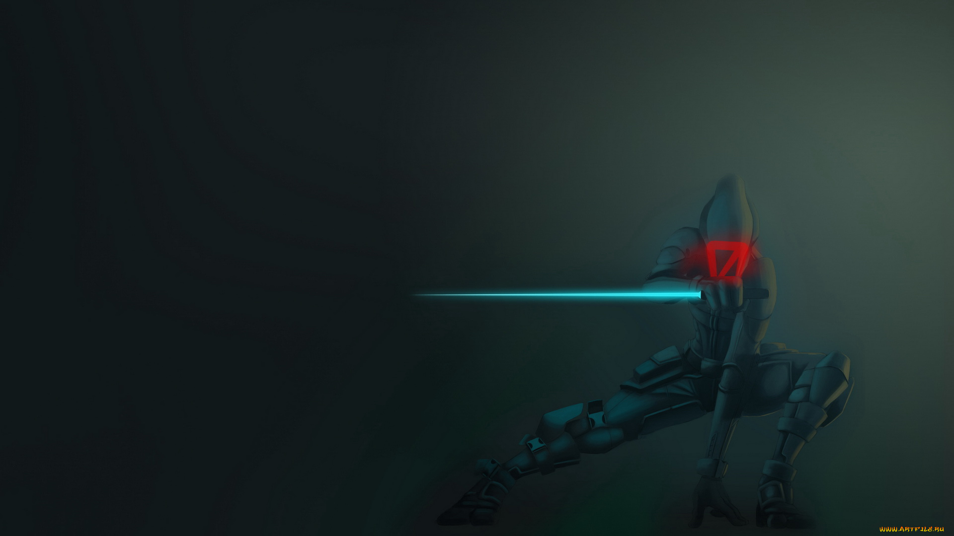 3д, графика, creatures, существа, киборг, меч