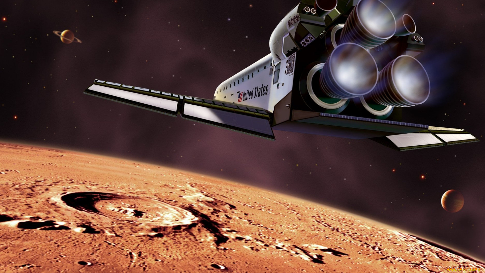 space, exploration, космос, арт, луна, шаттл