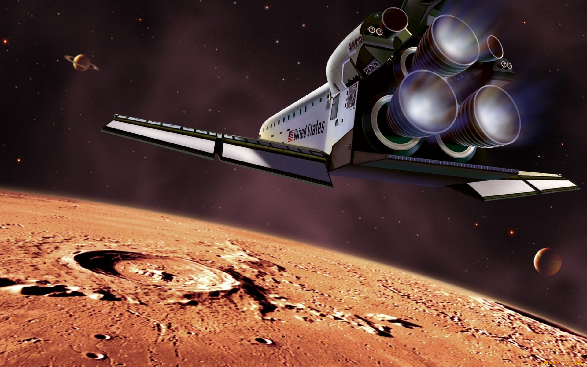 space, exploration, космос, арт, луна, шаттл