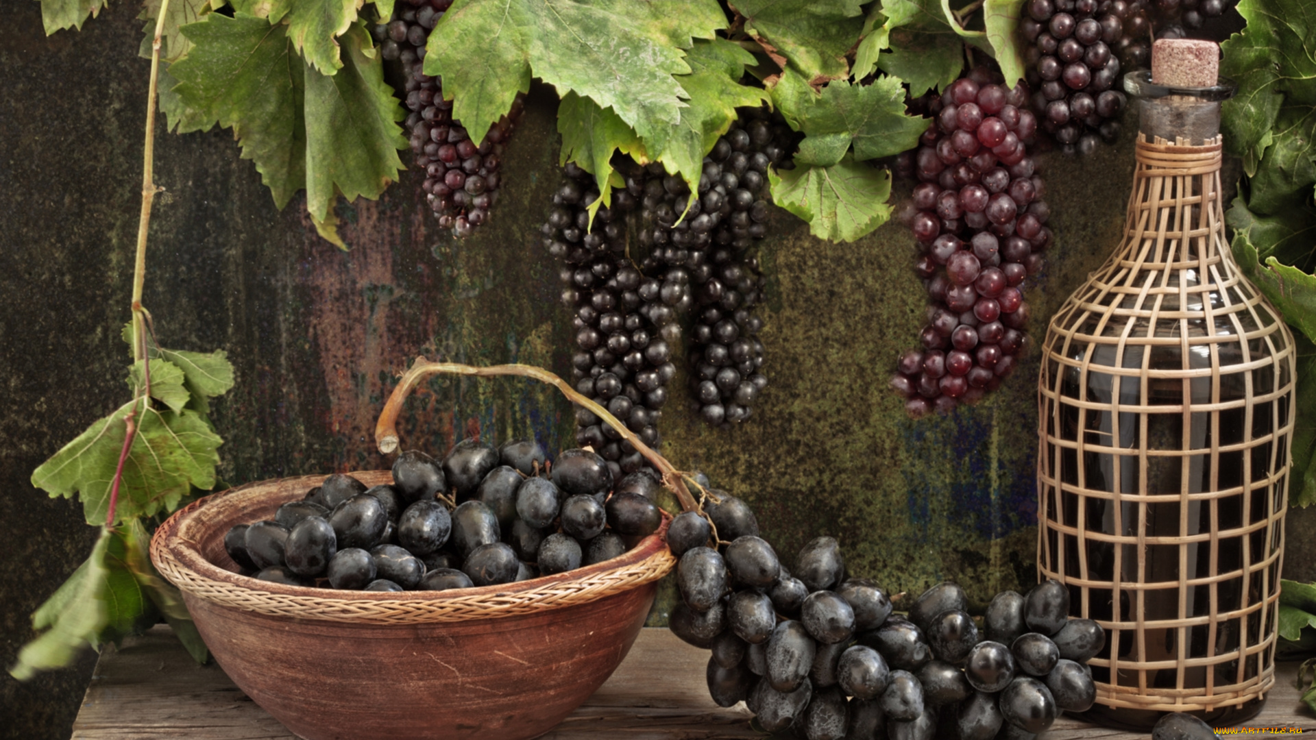 еда, виноград, ягоды, бутыль