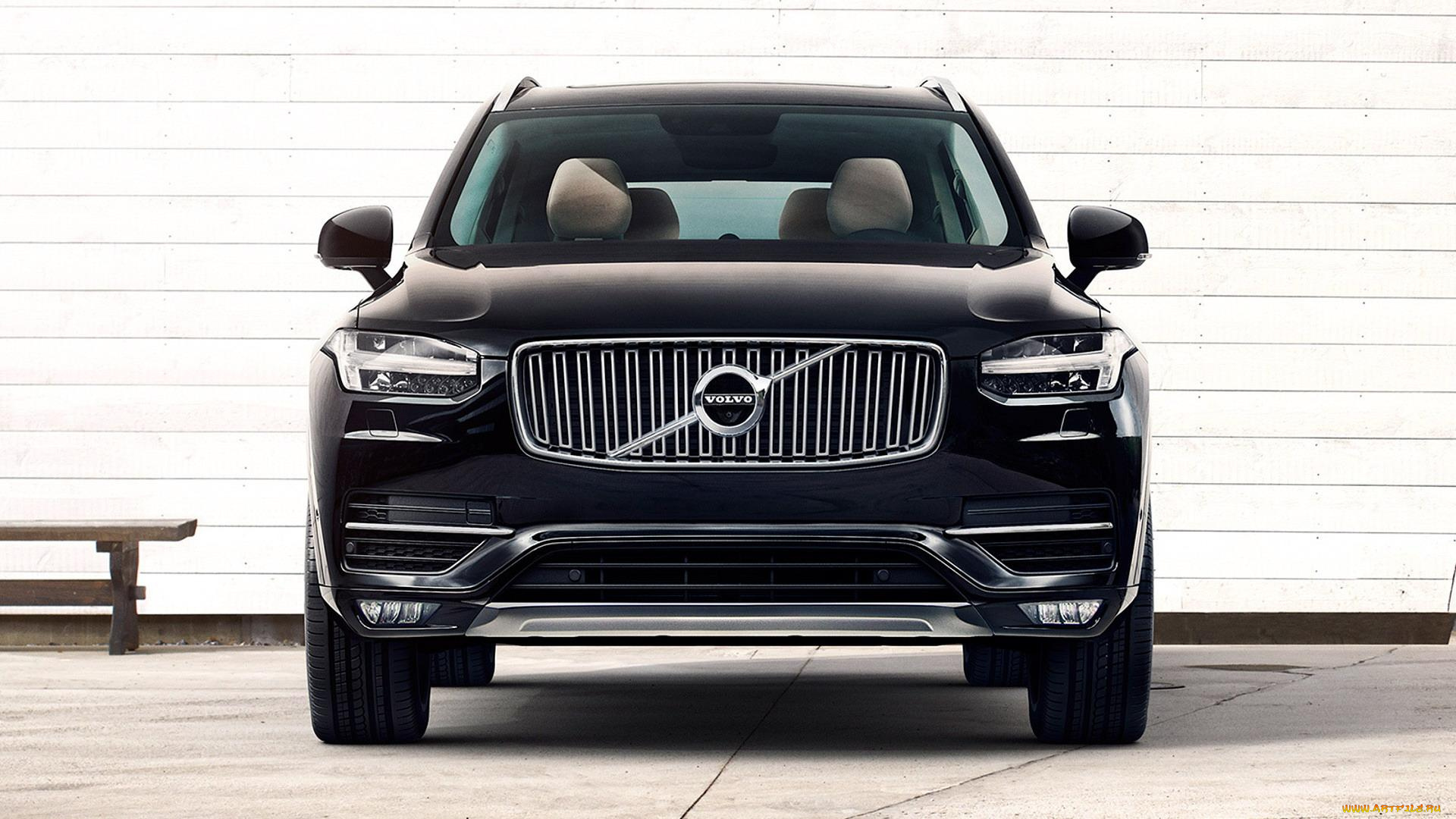 автомобили, volvo, xc90, вольво, стена, черный, джип, скамейка, лавка
