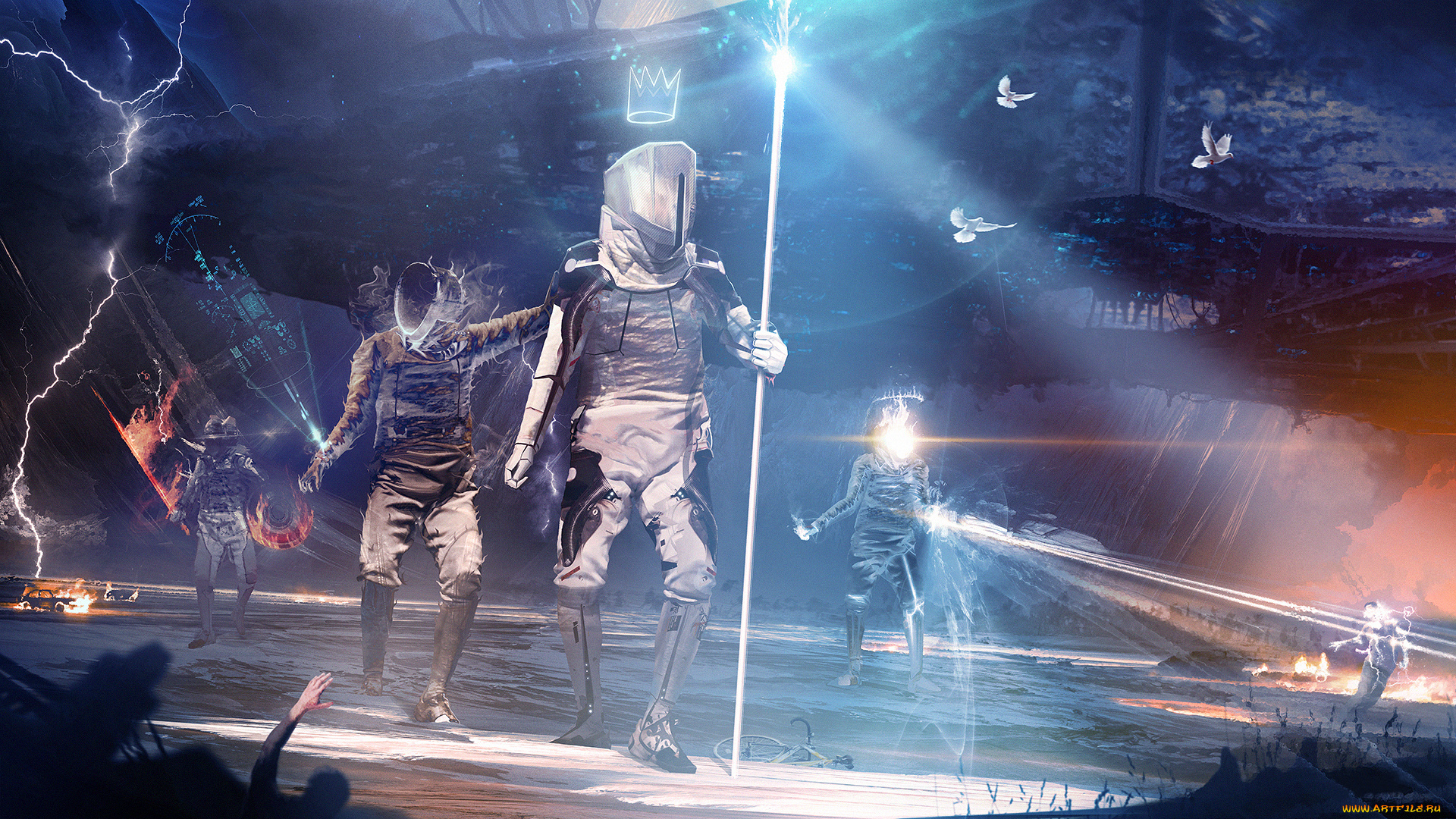 фэнтези, существа, король, art, сила, бог, посох