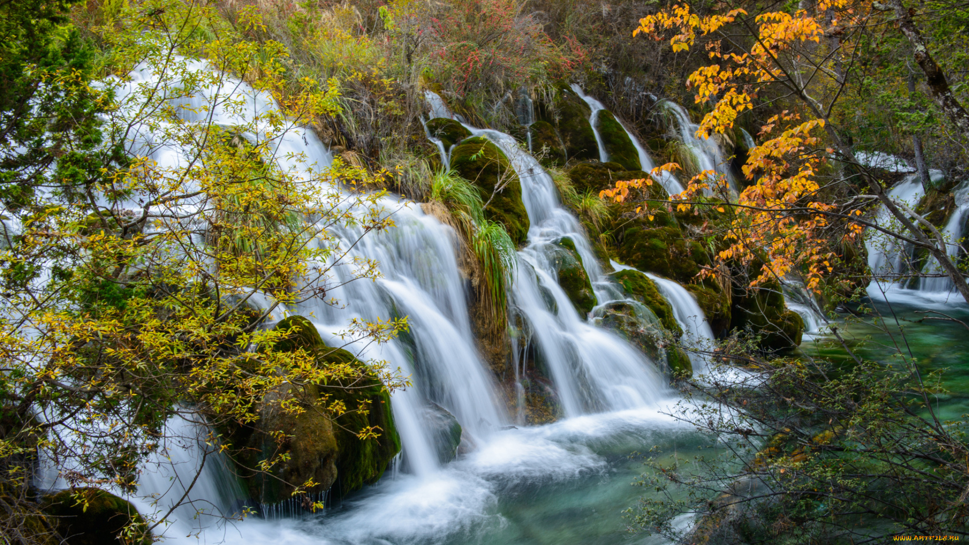 природа, водопады, водопад, река, лес