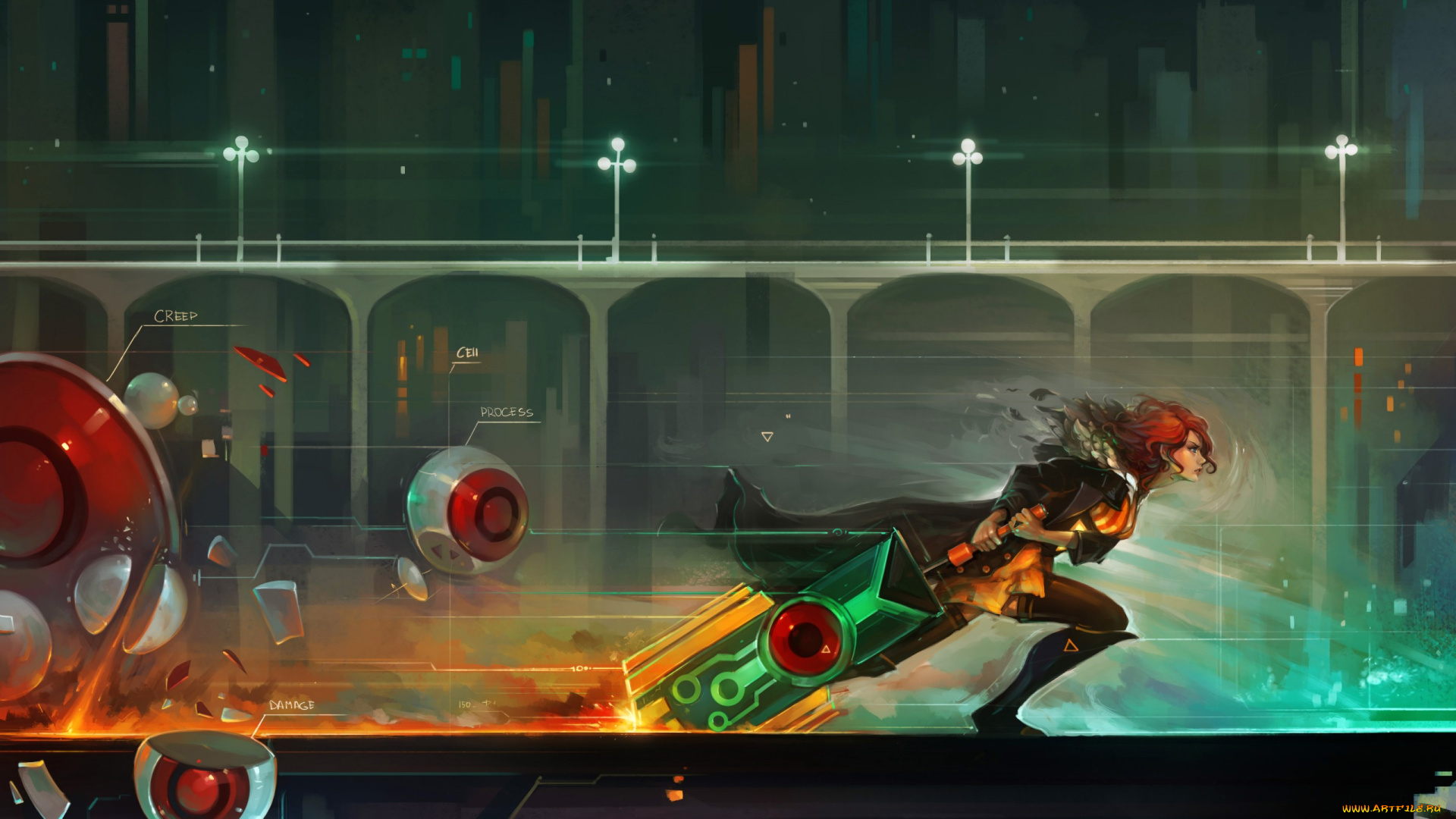 transistor, видео, игры, -, transistor, экшен, rpg, игра